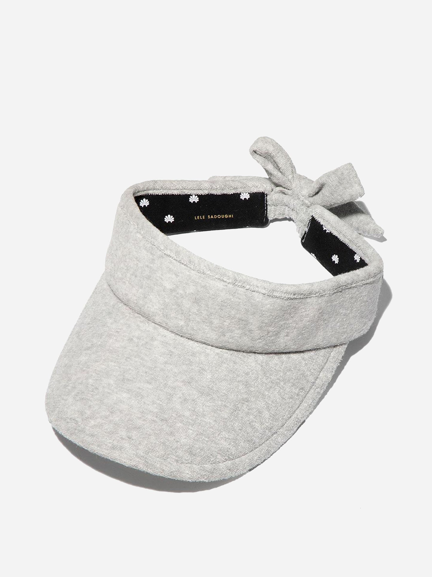 Lele Sadoughi Women's Heather Grey Terry Cloth Bow Tie Visor - Saint Bernard