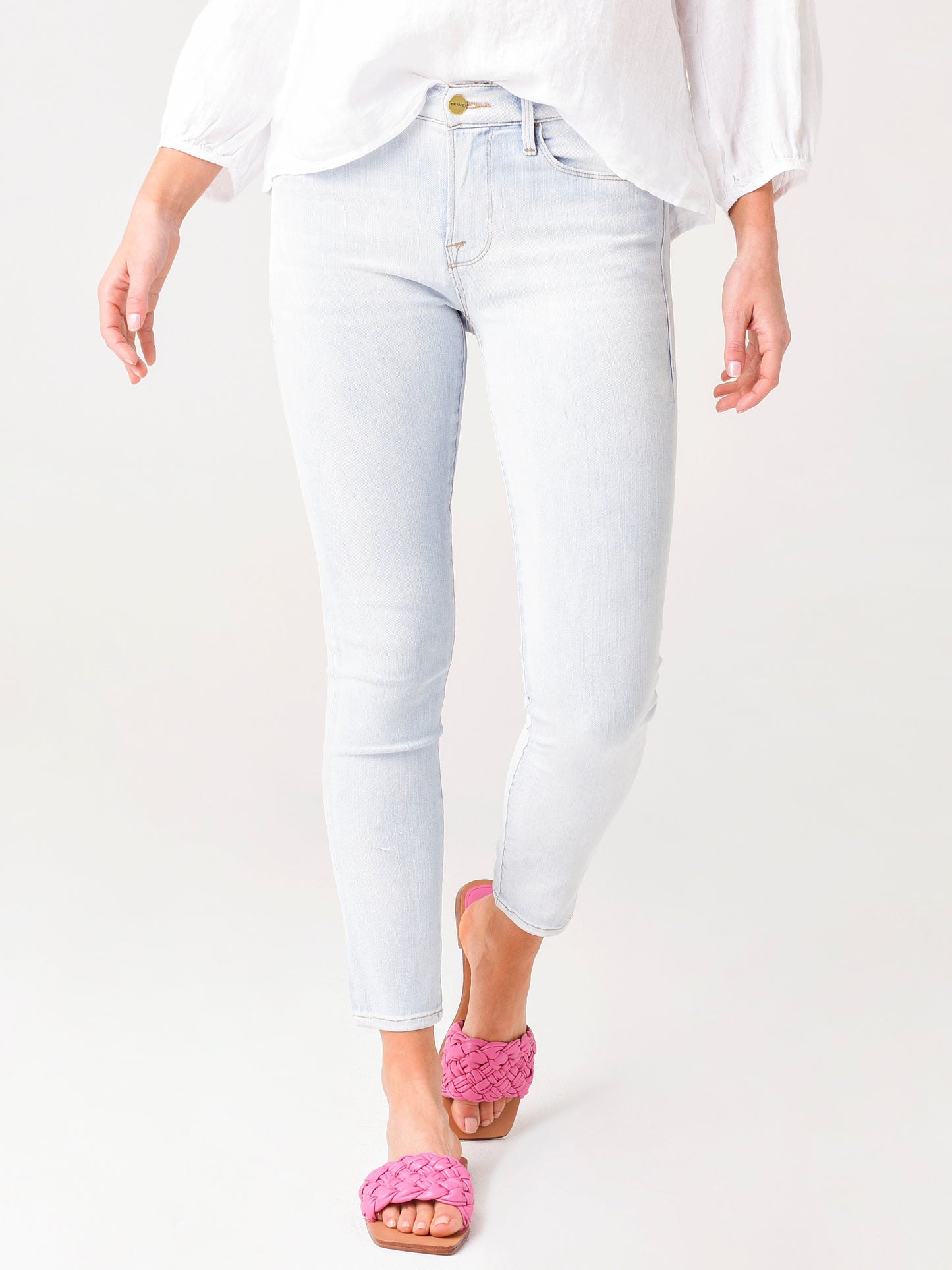 Frame Women's Le Skinny De Jeanne Crop Raw Edge Jean - Saint Bernard