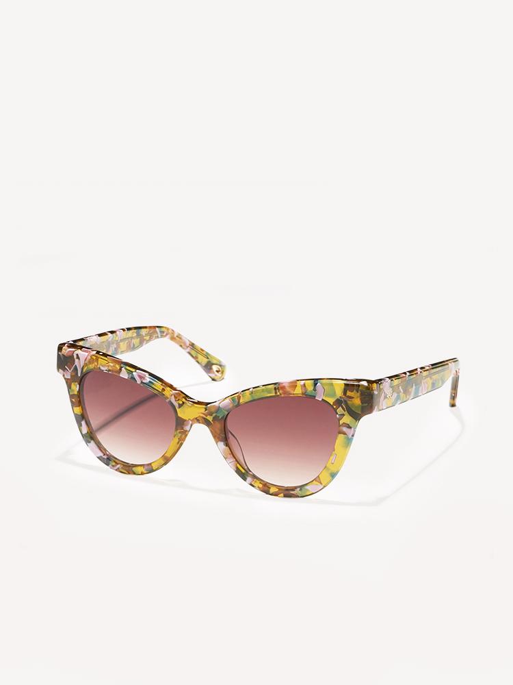 Lele Sadoughi Amber Confetti Uptown Cat-Eye Sunglasses - Saint Bernard