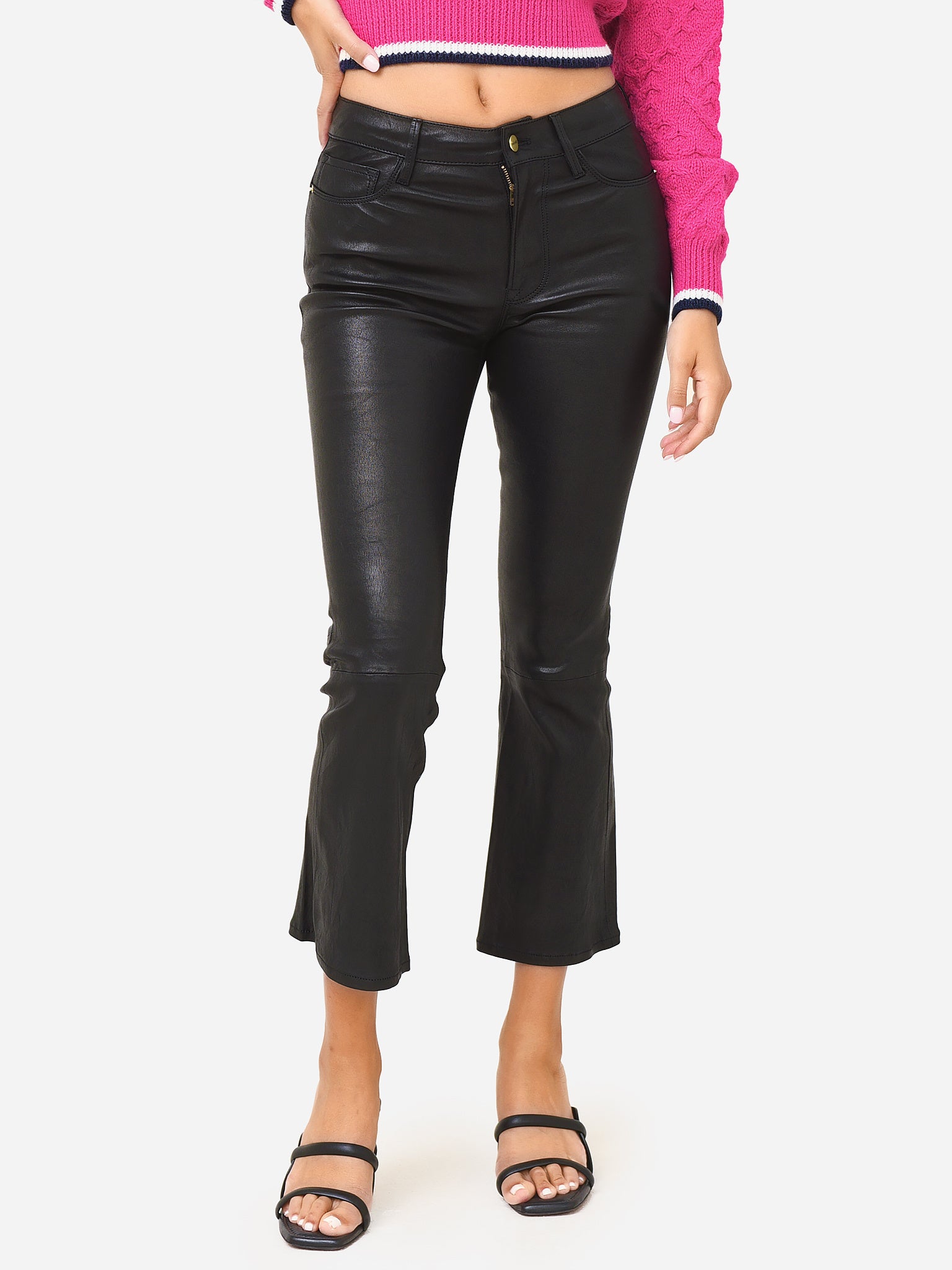 Frame Women's Leather Le Crop Mini Boot Pant Saint Bernard
