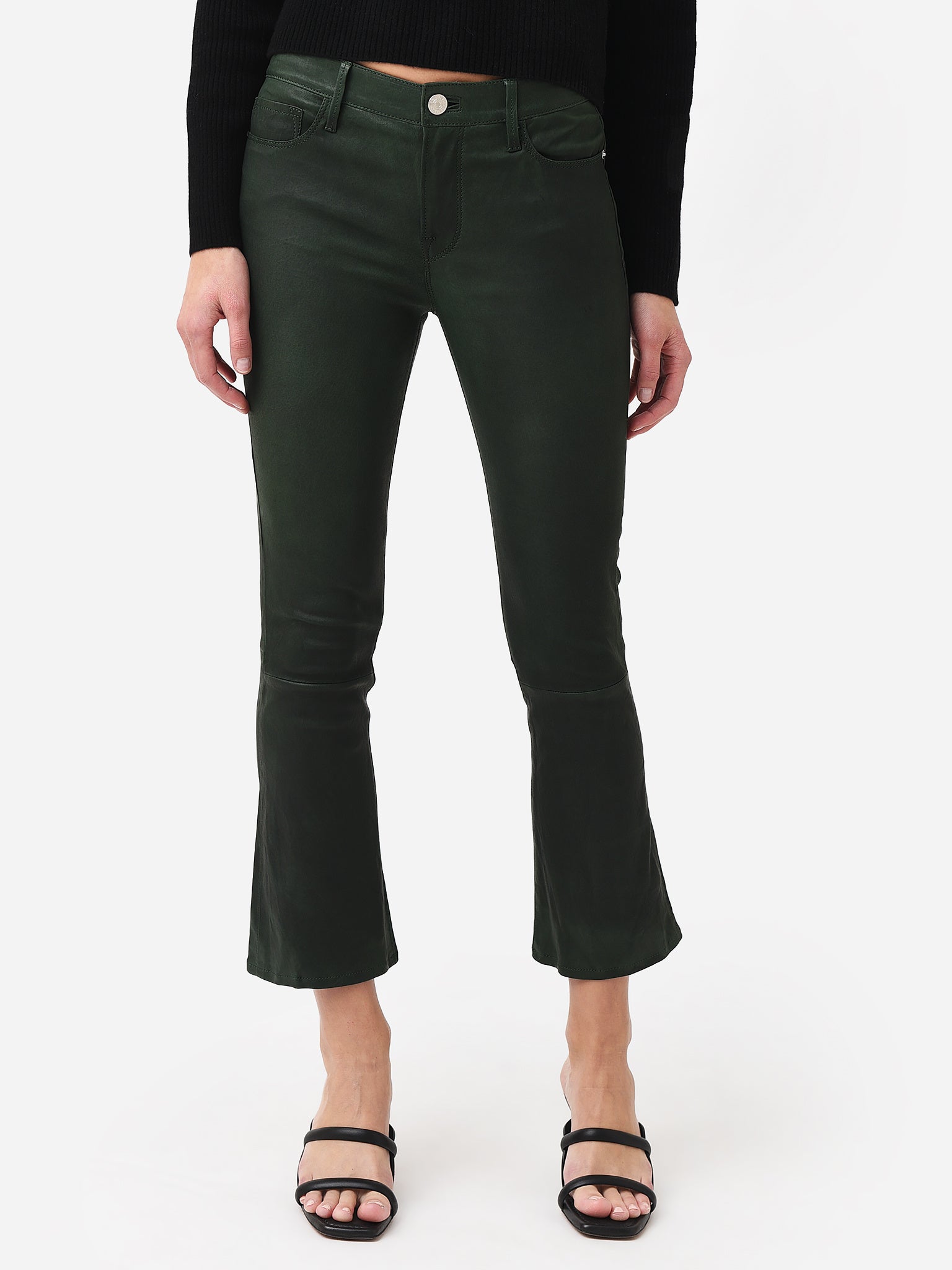 Frame Women's Leather Le Crop Mini Boot Pant Saint Bernard