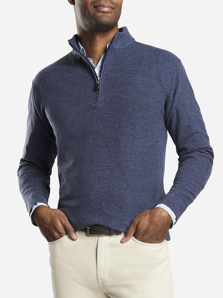 Peter Millar Men's Tri-Blend Melange Fleece Quarter-Zip Sweater - Saint Bernard