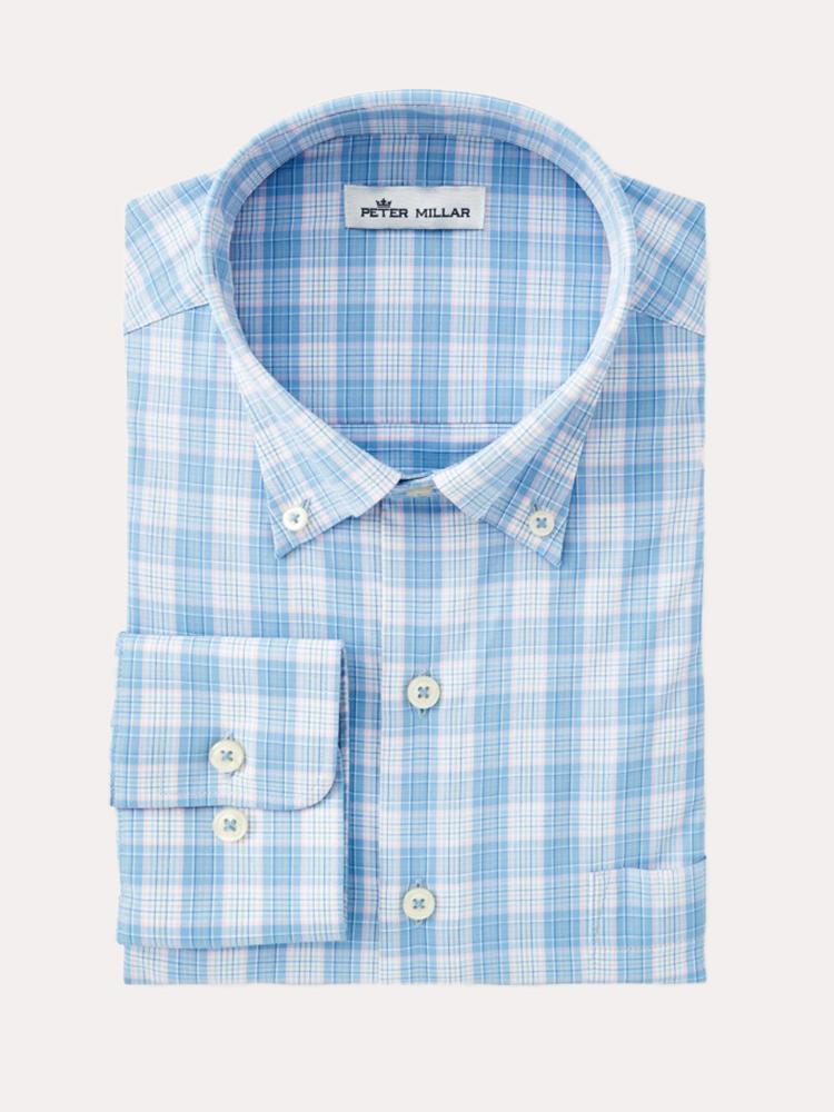 Peter Millar Performance Stretch Rainier Plaid Woven Shirt - Saint Bernard