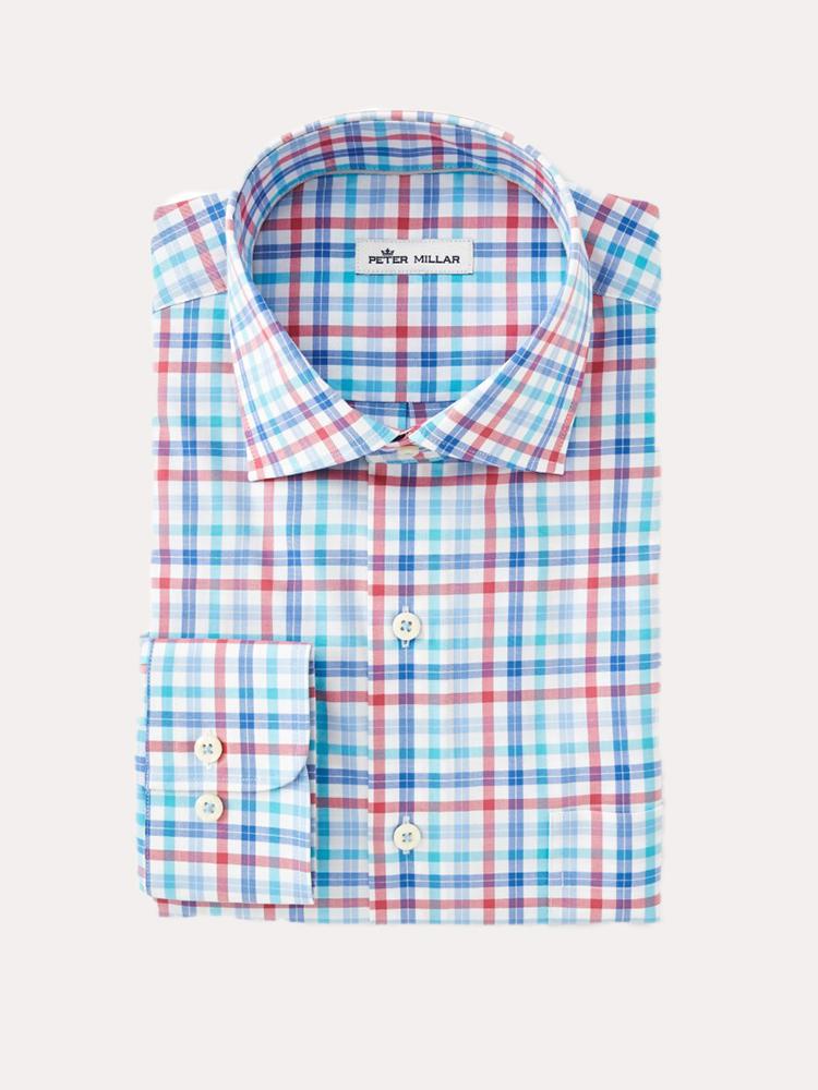 Peter Millar Men's Crown Ease Stowe Plaid Sport Shirt - Saint Bernard