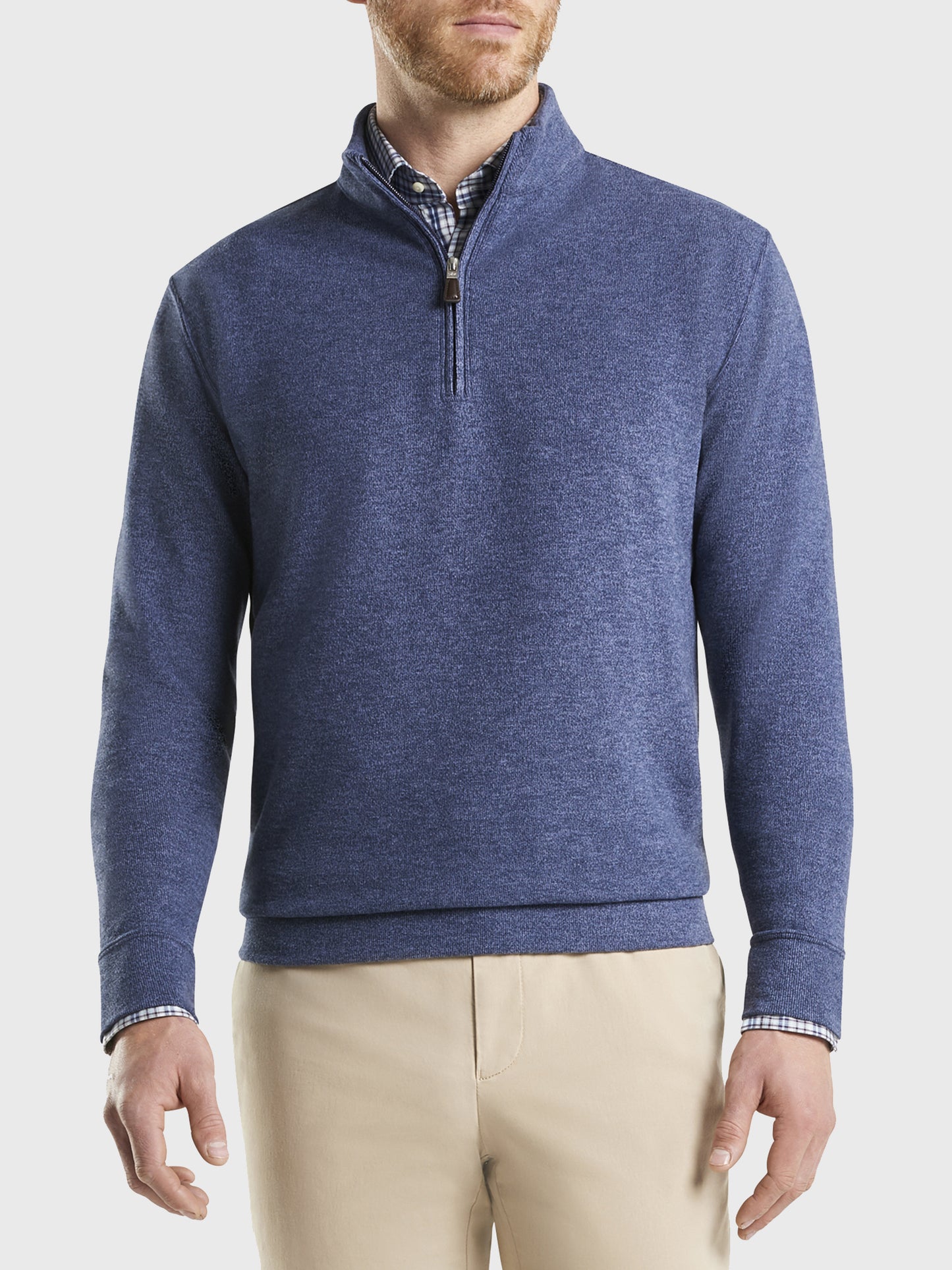 Peter Millar Crown Men's Arnie Fleece Quarter-Zip Pullover Sweater - Saint Bernard
