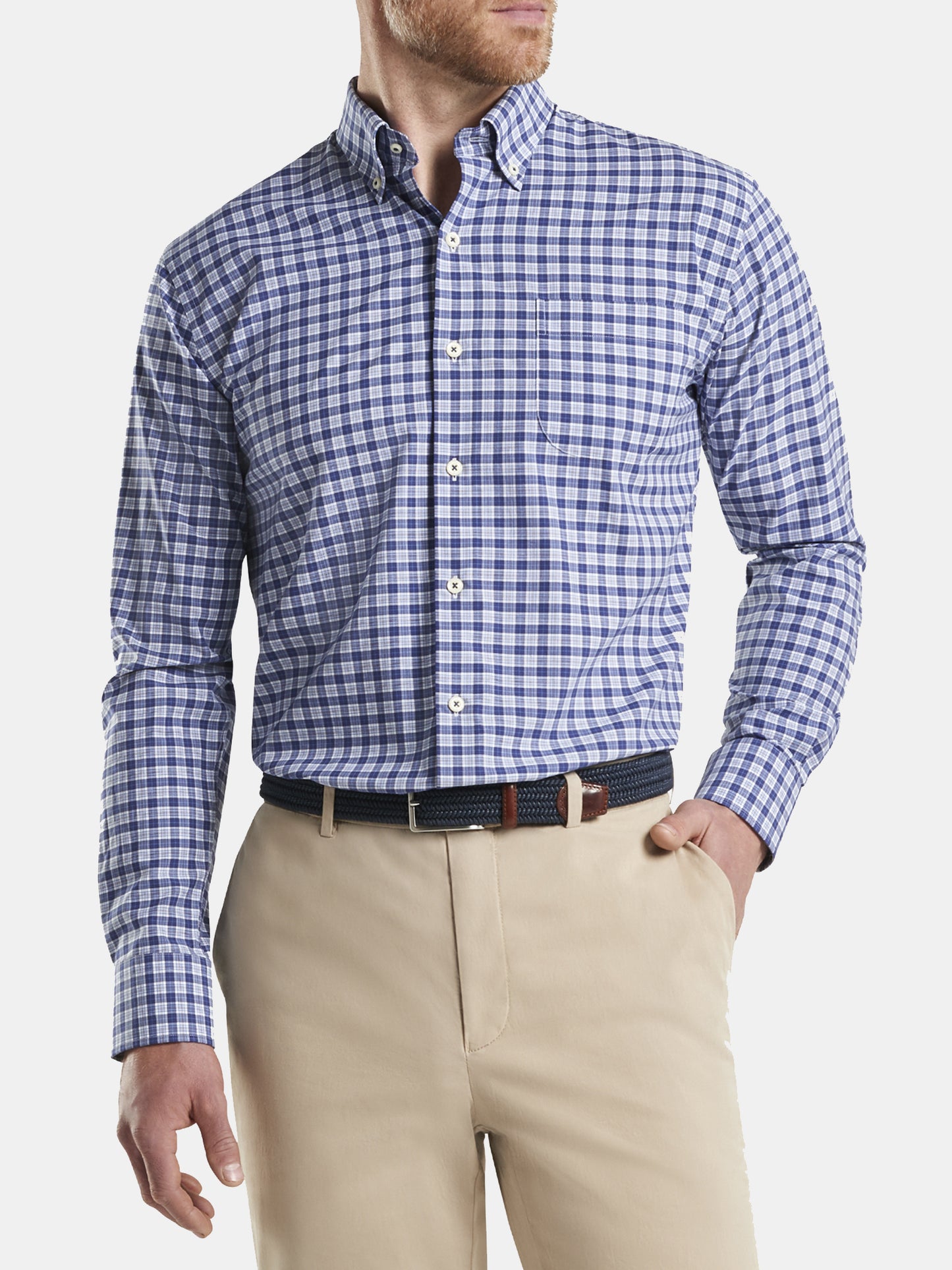 Peter Millar Men's Crown Rommel Cotton-Blend Sport Shirt - Saint Bernard