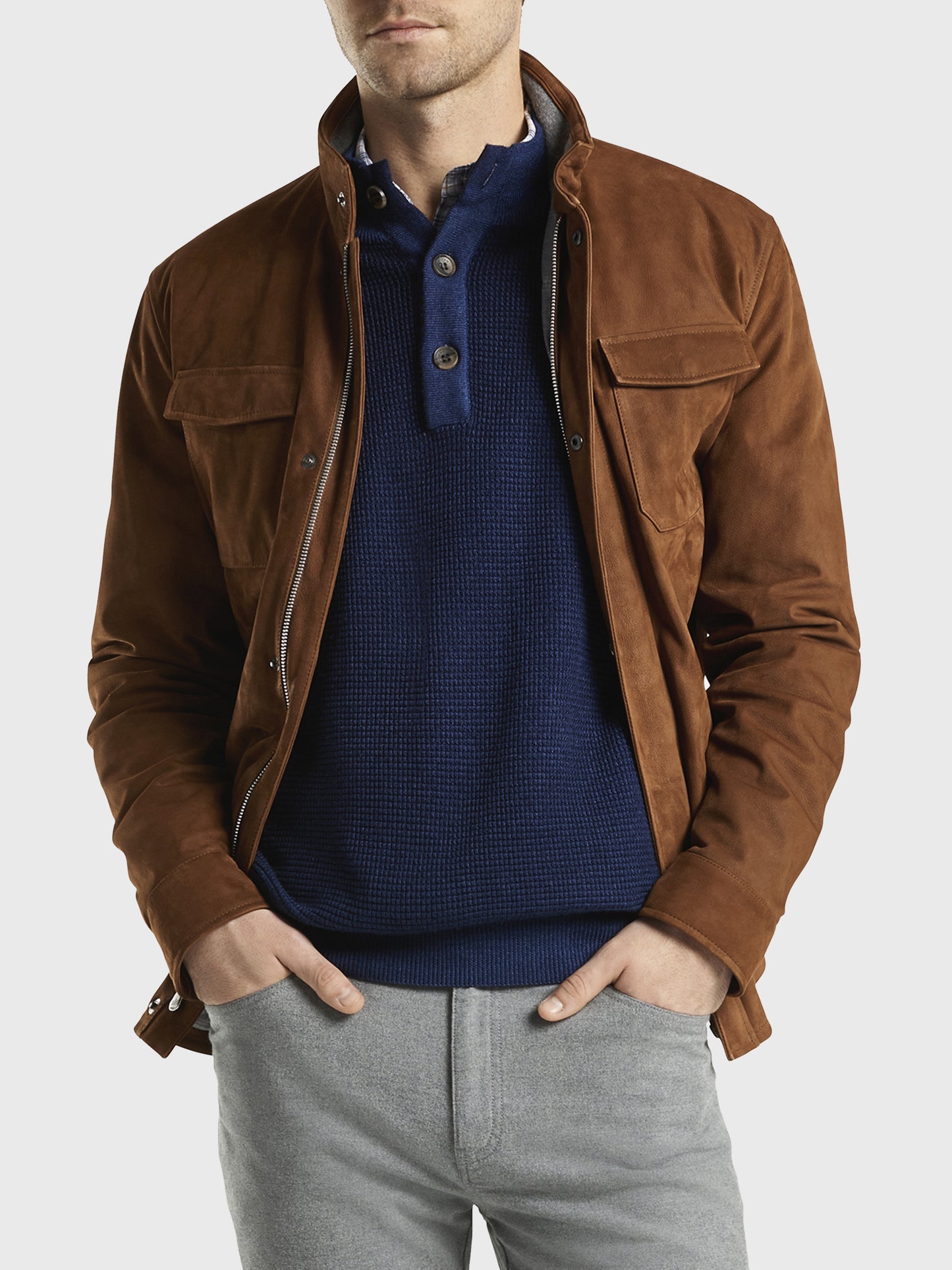 Peter Millar Mountainside Men's Ranger Nubuck Field Jacket - Saint Bernard