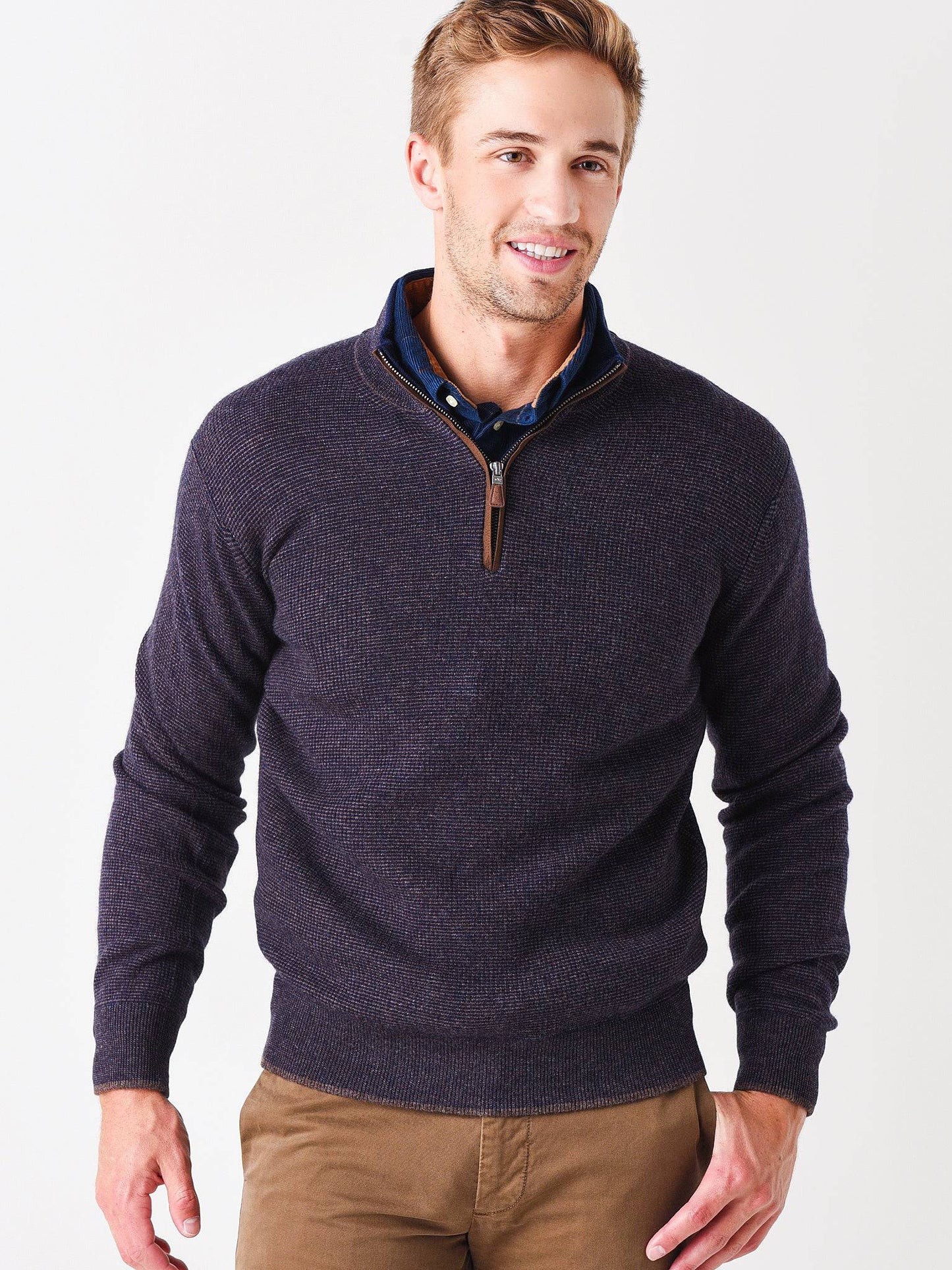 Peter Millar Crown Men's Wool Cashmere Quarter-Zip Pullover - Saint Bernard