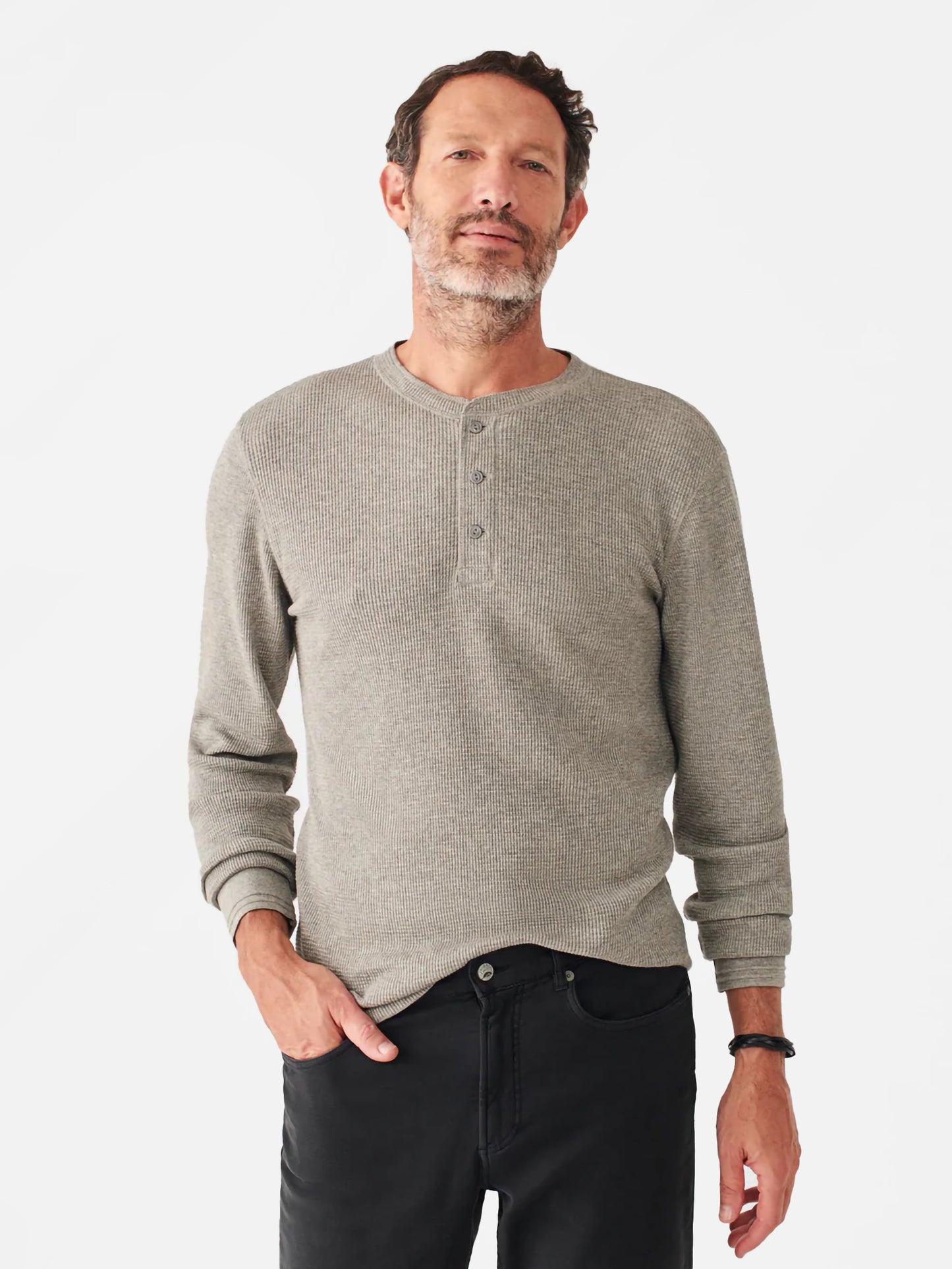 Faherty Brand Men's Legend Waffle Henley Shirt - Saint Bernard
