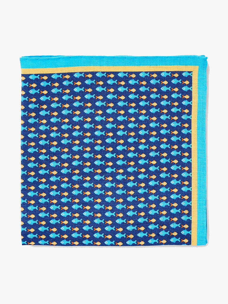 Peter Millar Crown Men’s Fish In A Row Pocket Square - Saint Bernard