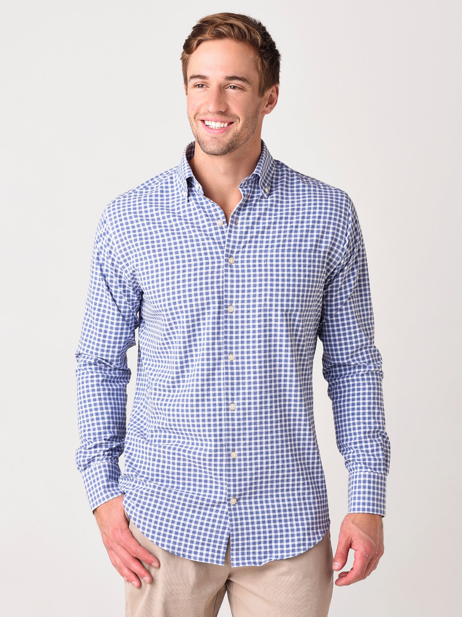 peter millar dress shirts Men's Big & Tall Peter Millar Douglas Crown Light Long Sleeve Sport Shirt Gale Grey / 2XB