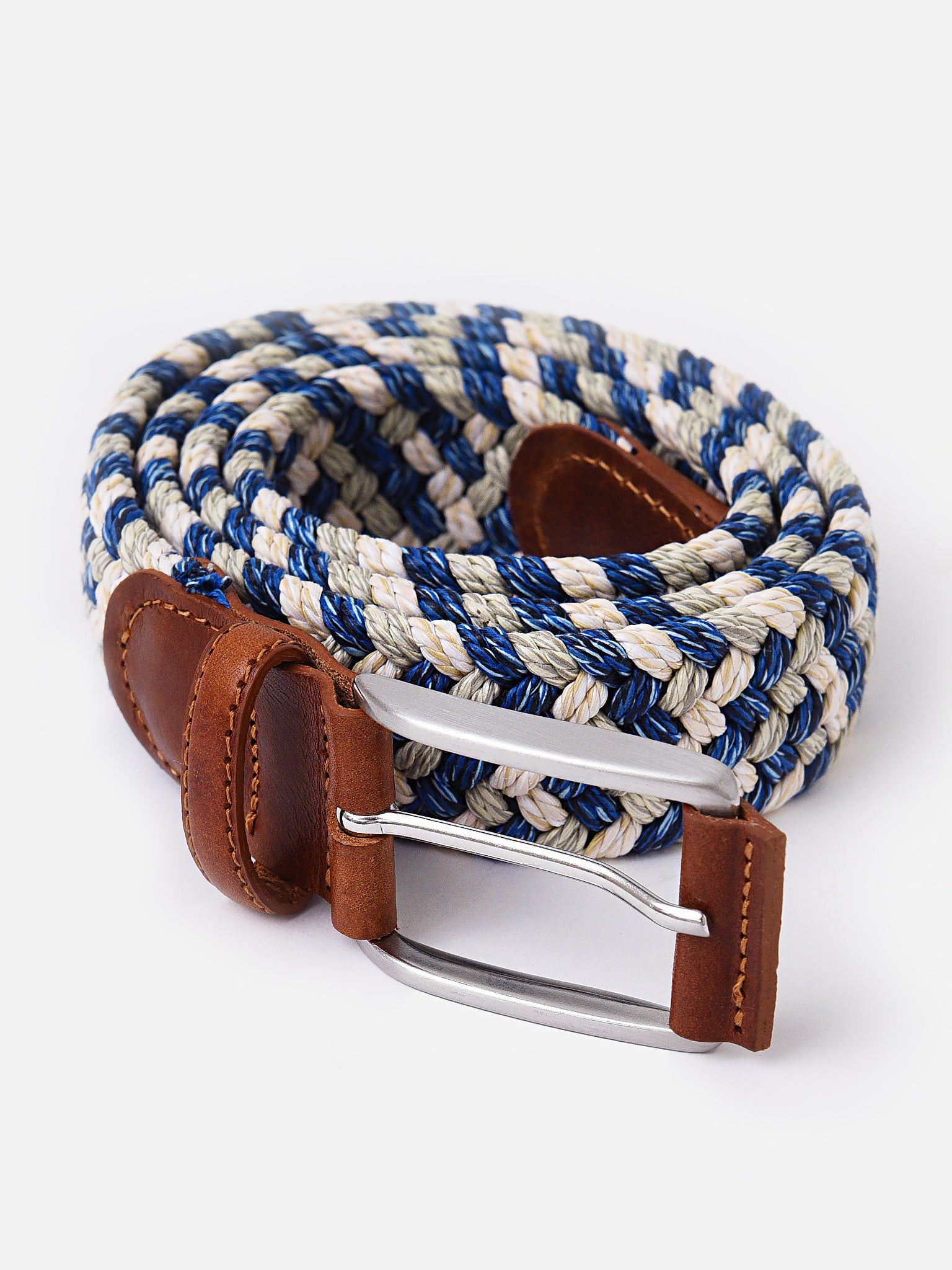 LOUIS STITCH Braided Wide Belt with Buckle Closure For Men (Blue, FS)