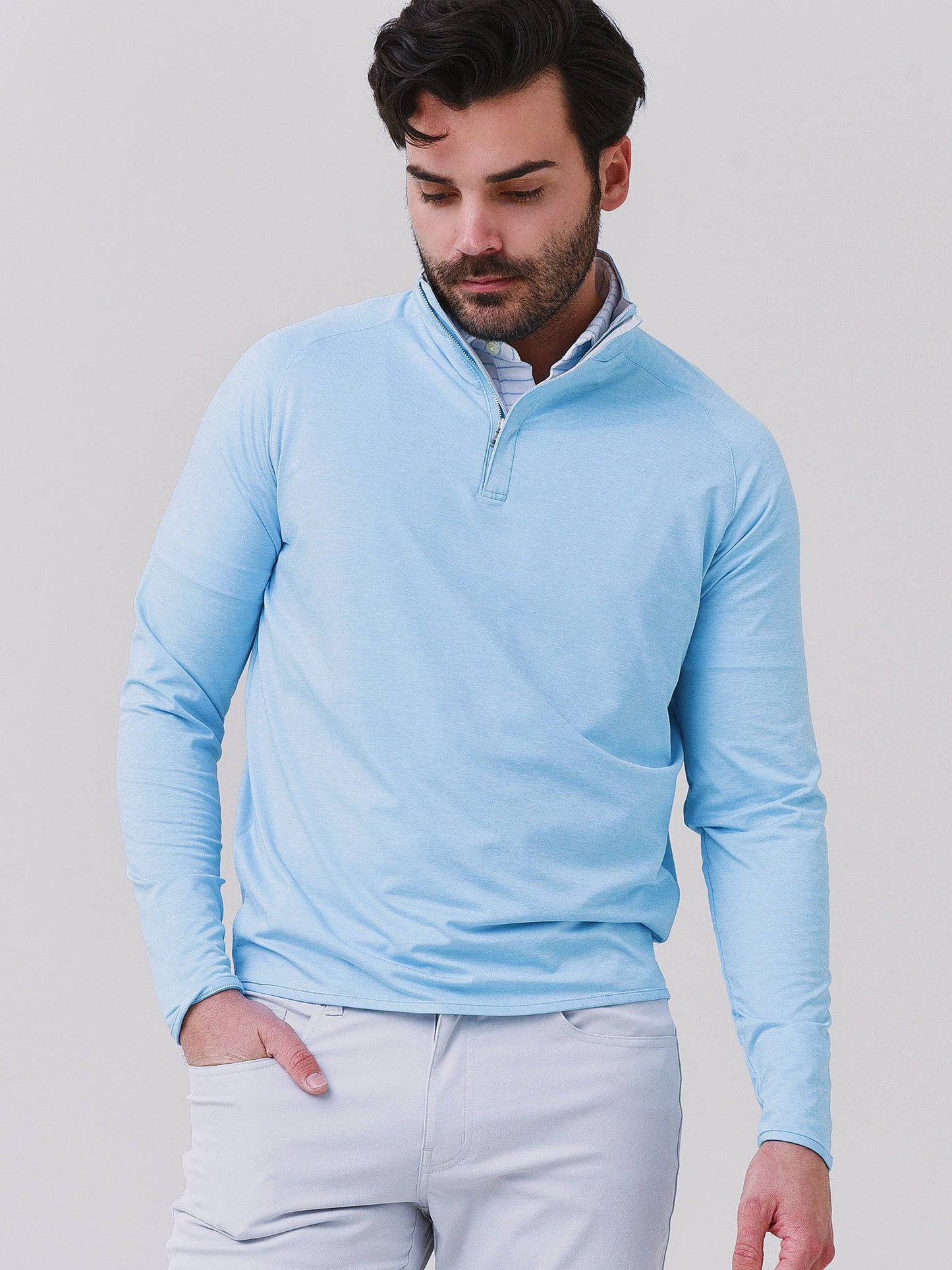 Peter Millar Crown Crafted Men's Stealth Performance Quarter-Zip - Saint Bernard