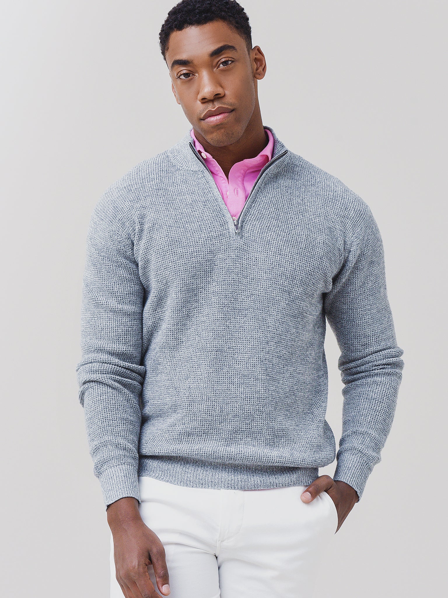 Peter Millar Crown Men's Kitts Twisted Quarter-Zip Saint Bernard Peter Millar Crown Men's Kitts Twisted Quarter-Zip Saint Bernard
