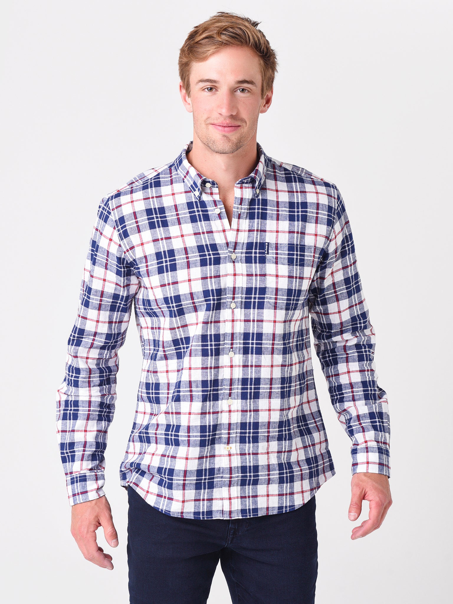 Barbour Men's Linen Mix Tailored Button-Down Shirt