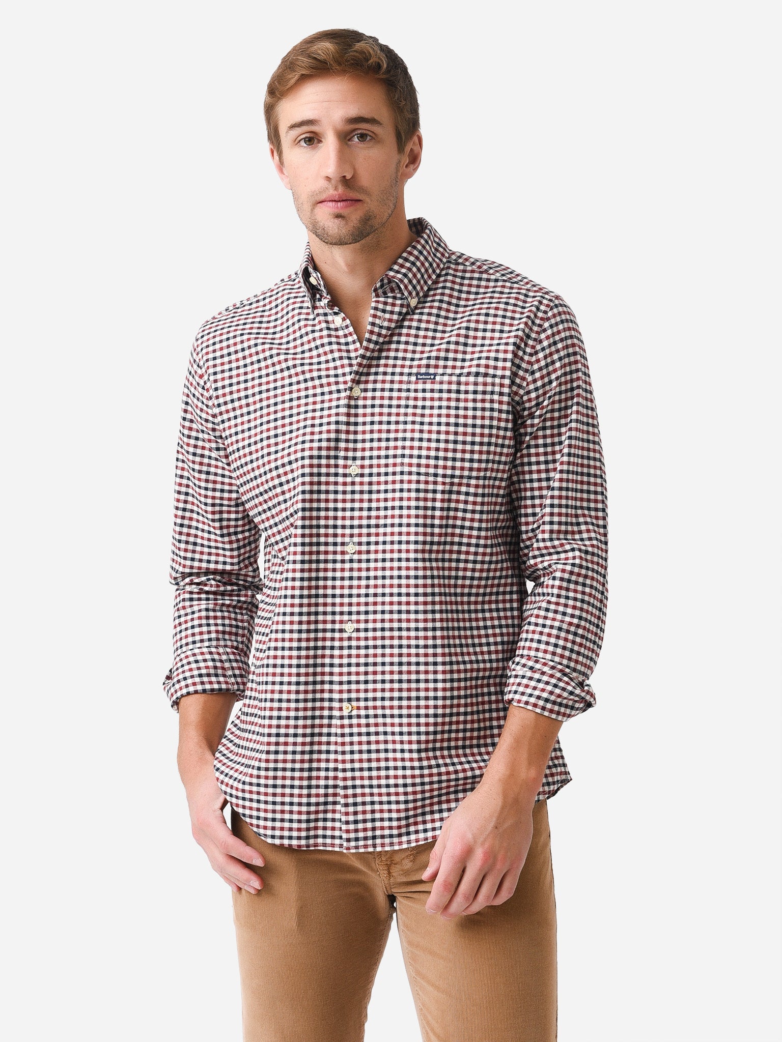 barbour dress shirts Barbour Hillroad Tailored Long-Sleeved Shirt Mens Red Spice Size: M
