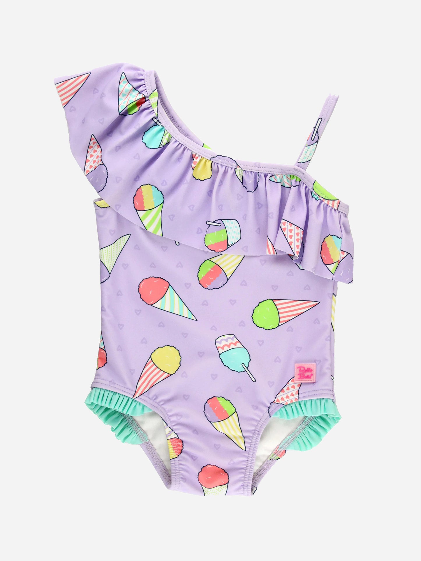 Rufflebutts Girls' One-Shoulder Ruffle One-Piece Swimsuit - Saint Bernard