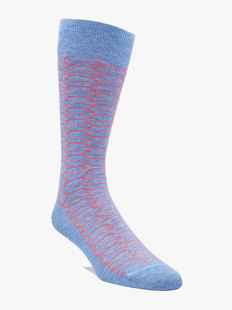 Peter Millar Crown Men's Chainlink Argyle Crew Sock - Saint Bernard