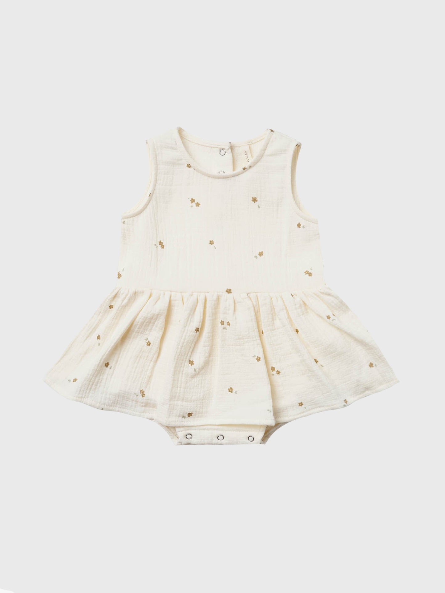 Quincy Mae Little Girls' Tiny Flower Skirted Tank Onesie - Saint Bernard