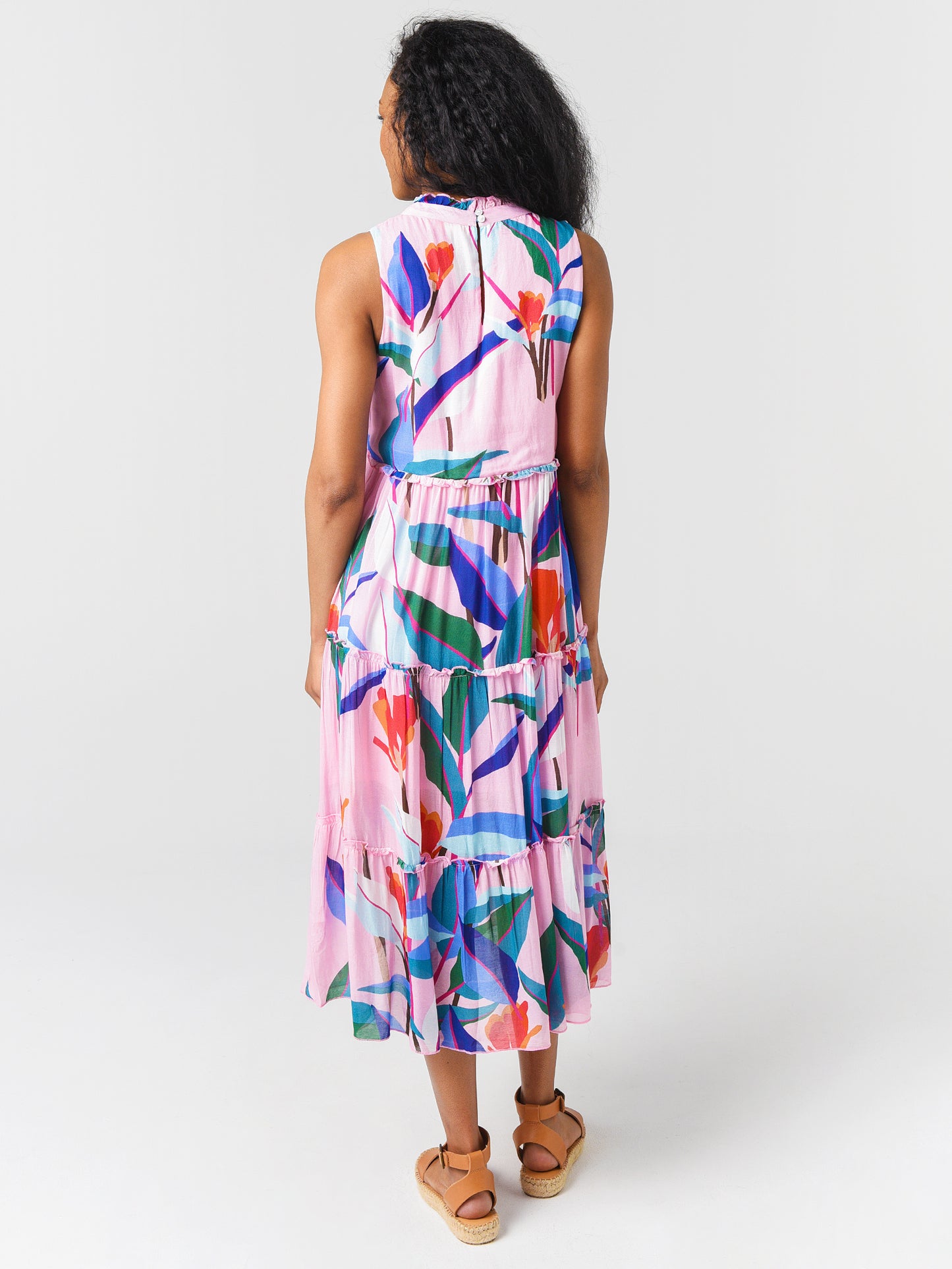 RUFFLE TIERED MIDI DRESSxBOTANICAPINK-alt2