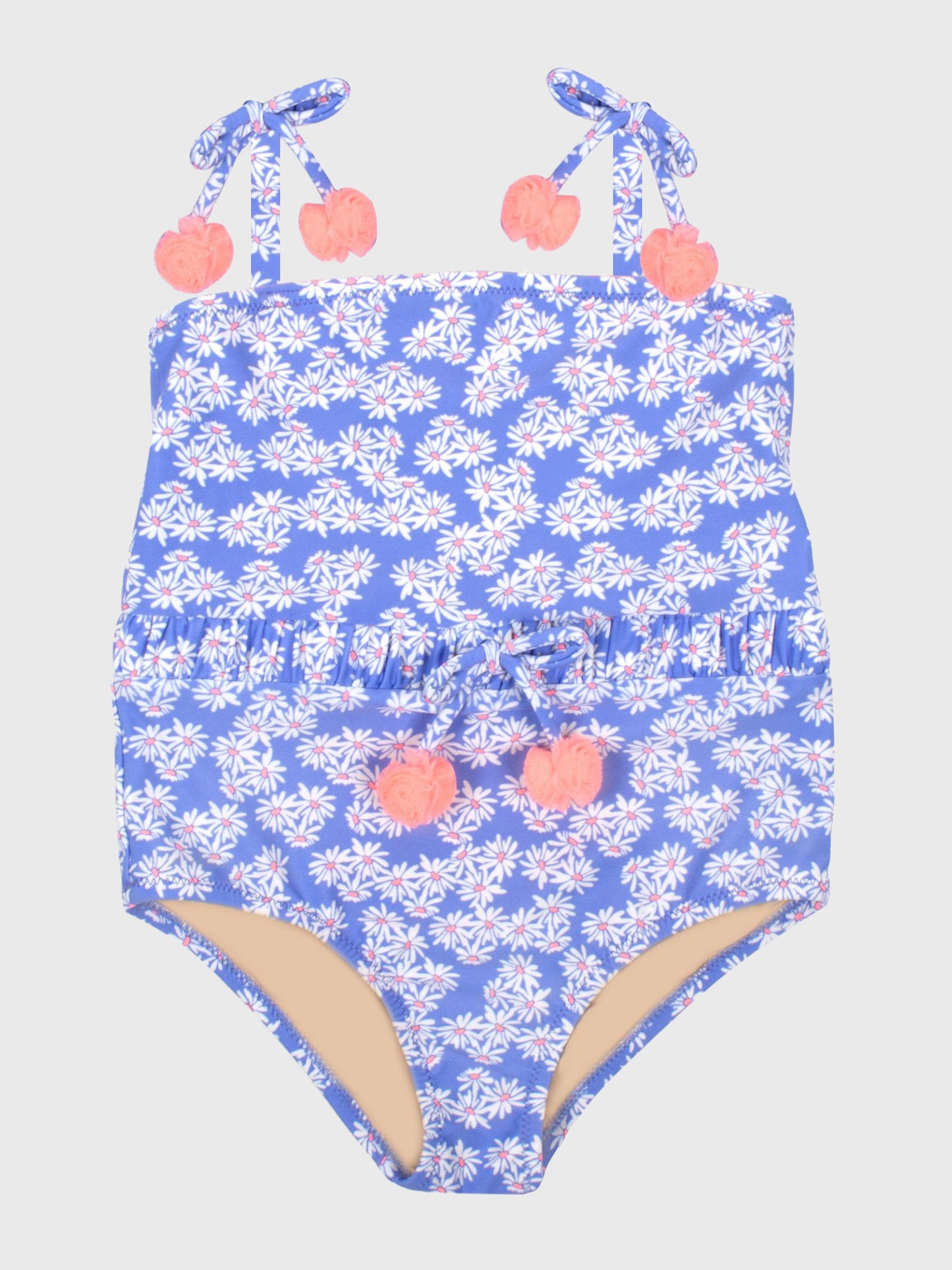 Shade Critters Little Girls' Pom Pom Strap One-Piece Swimsuit - Saint Bernard