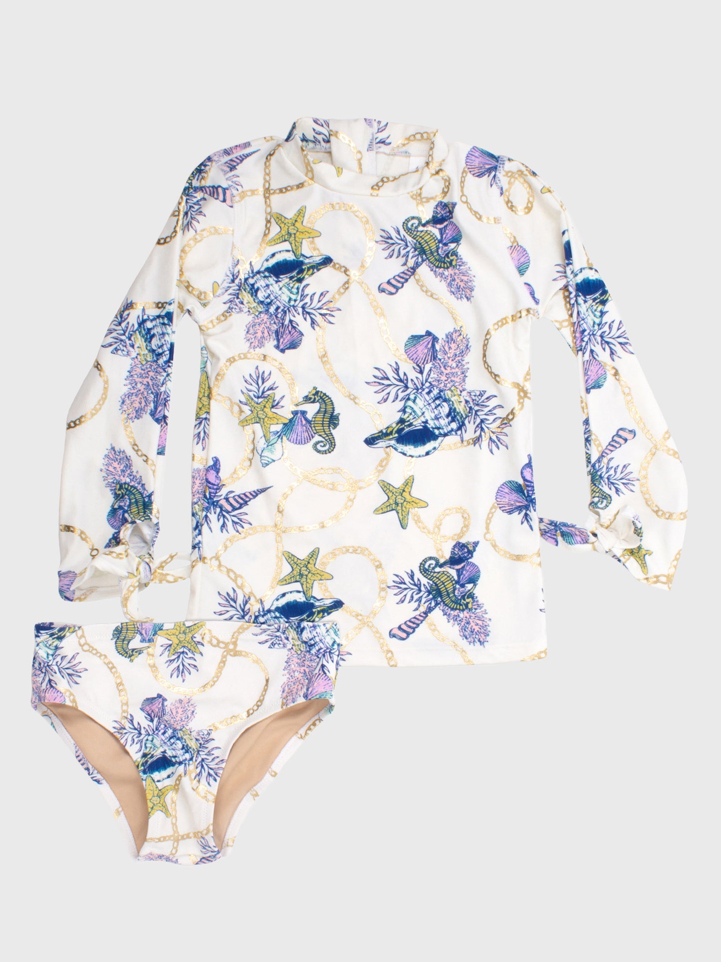 Shade Critters Girls' Two-Piece Rashguard Swim Set - Saint Bernard