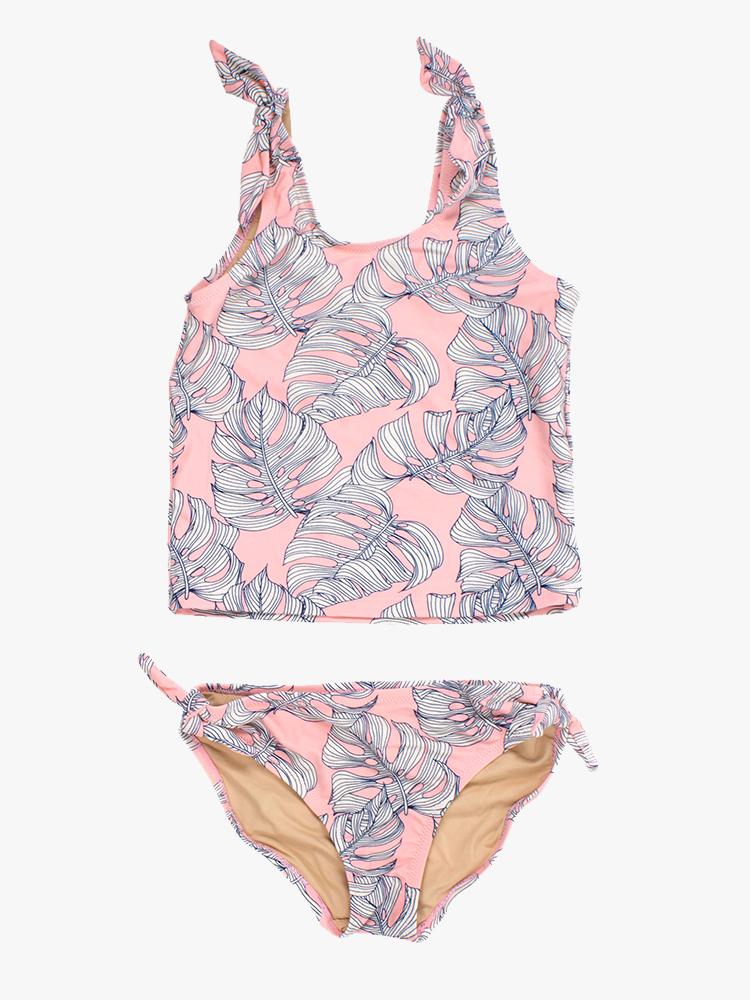 Shade Critter 2 Piece Tankini Pink Leaf Print - Saint Bernard