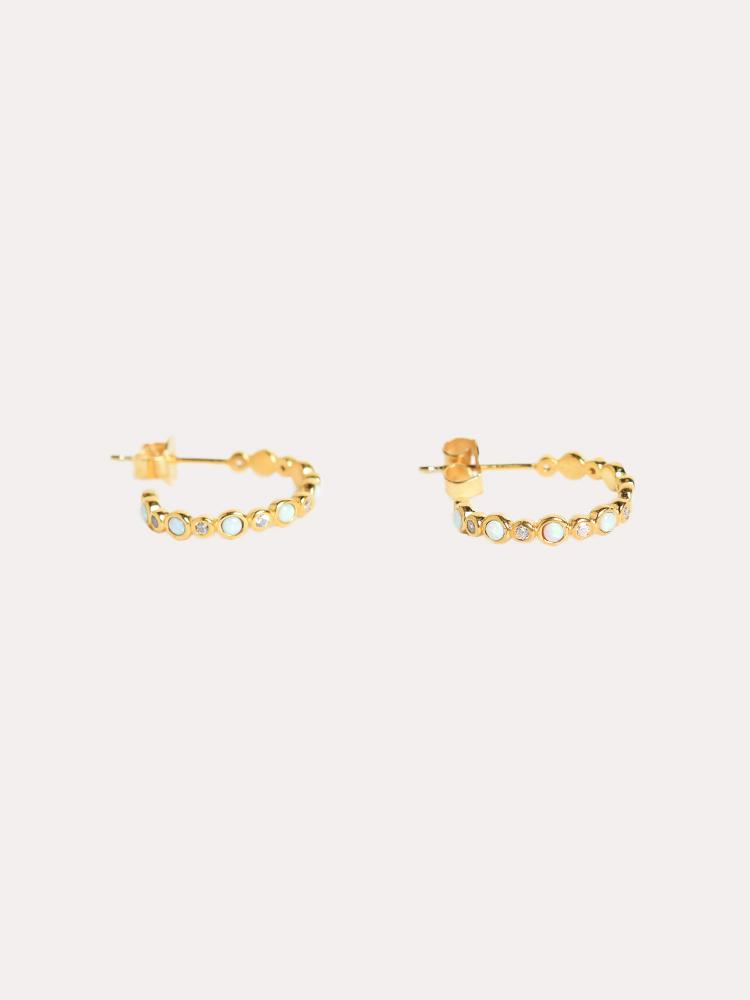 Annie O'Grady Designs Small Gold Vermeil Hoops With Opals - Saint Bernard