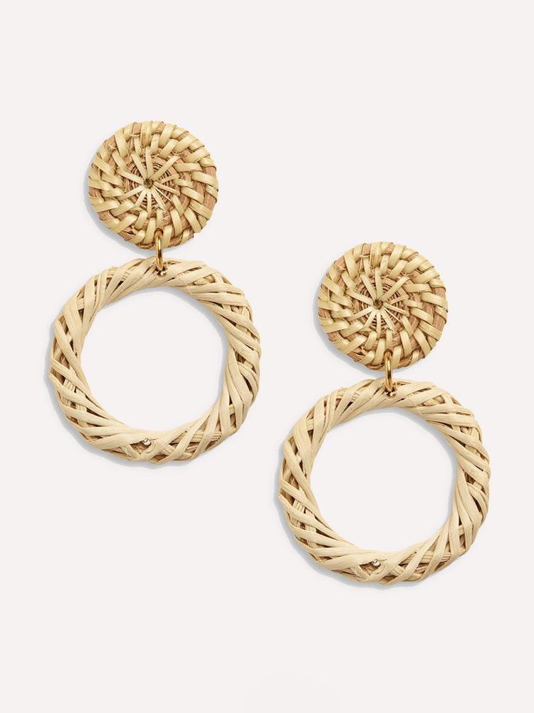 Neely Phelan Big Rattan Hoop Drop Earring - Saint Bernard