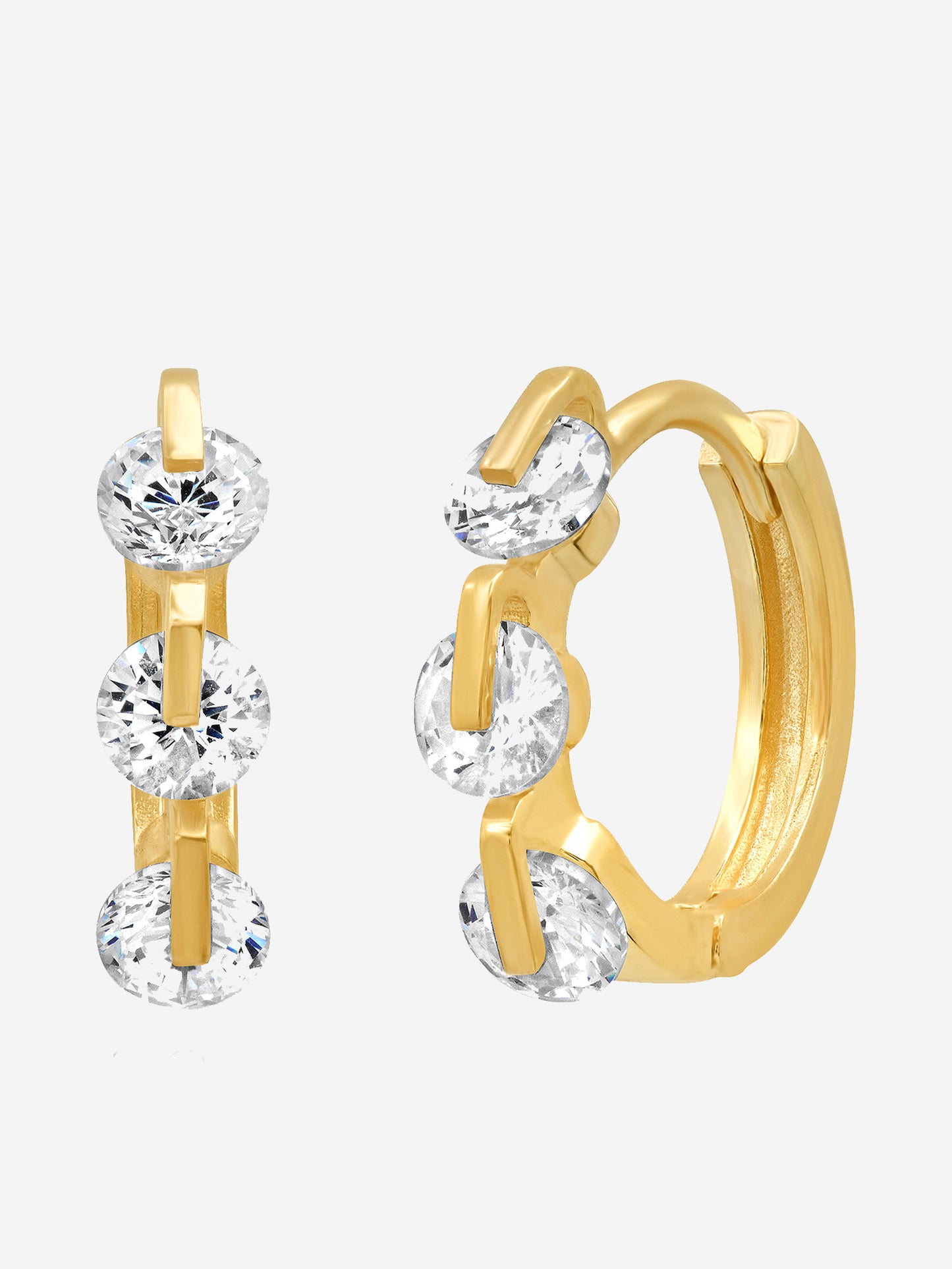 Tai Gold Huggies with CZ Accents - Saint Bernard