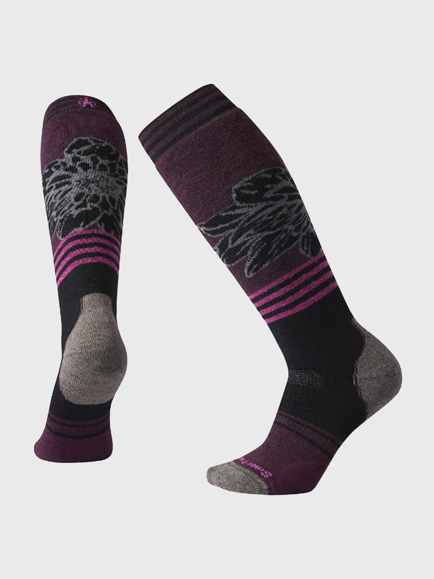 Smartwool Women's PhD Snow Medium Traced Dahlia Pattern Sock - Saint Bernard