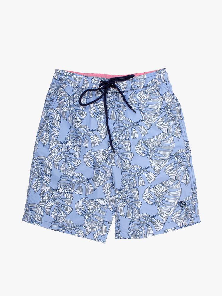 Shade Critter Swim Trunks Blue Leaf - Saint Bernard