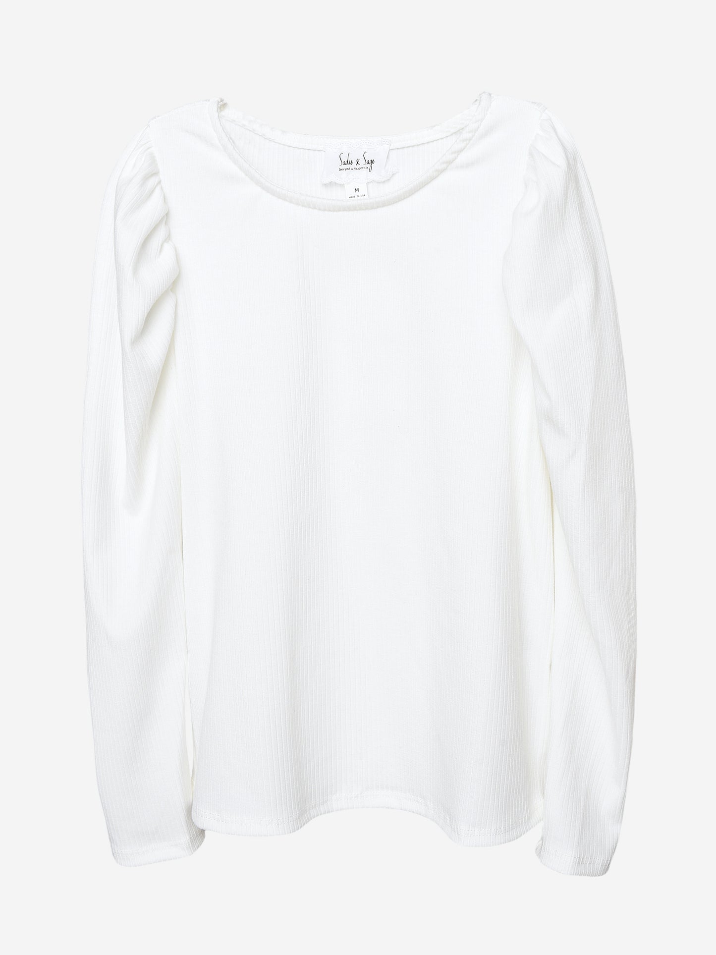 Sadie & Sage Girls' Puff Sleeve Knit Top - Saint Bernard