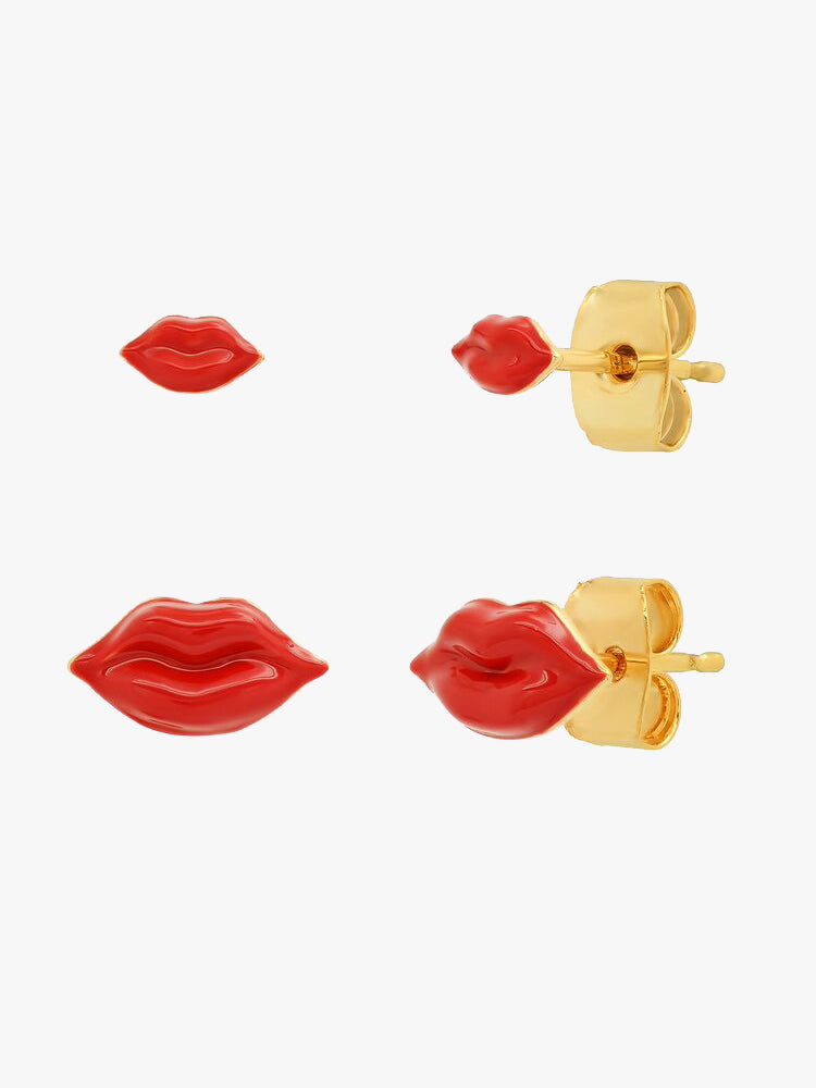 Tai Enamel Lip Post Set of 2 Earring - Saint Bernard