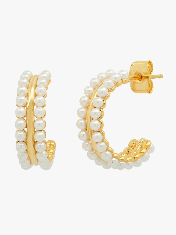 Tai Double Row Pearl Huggie - Saint Bernard