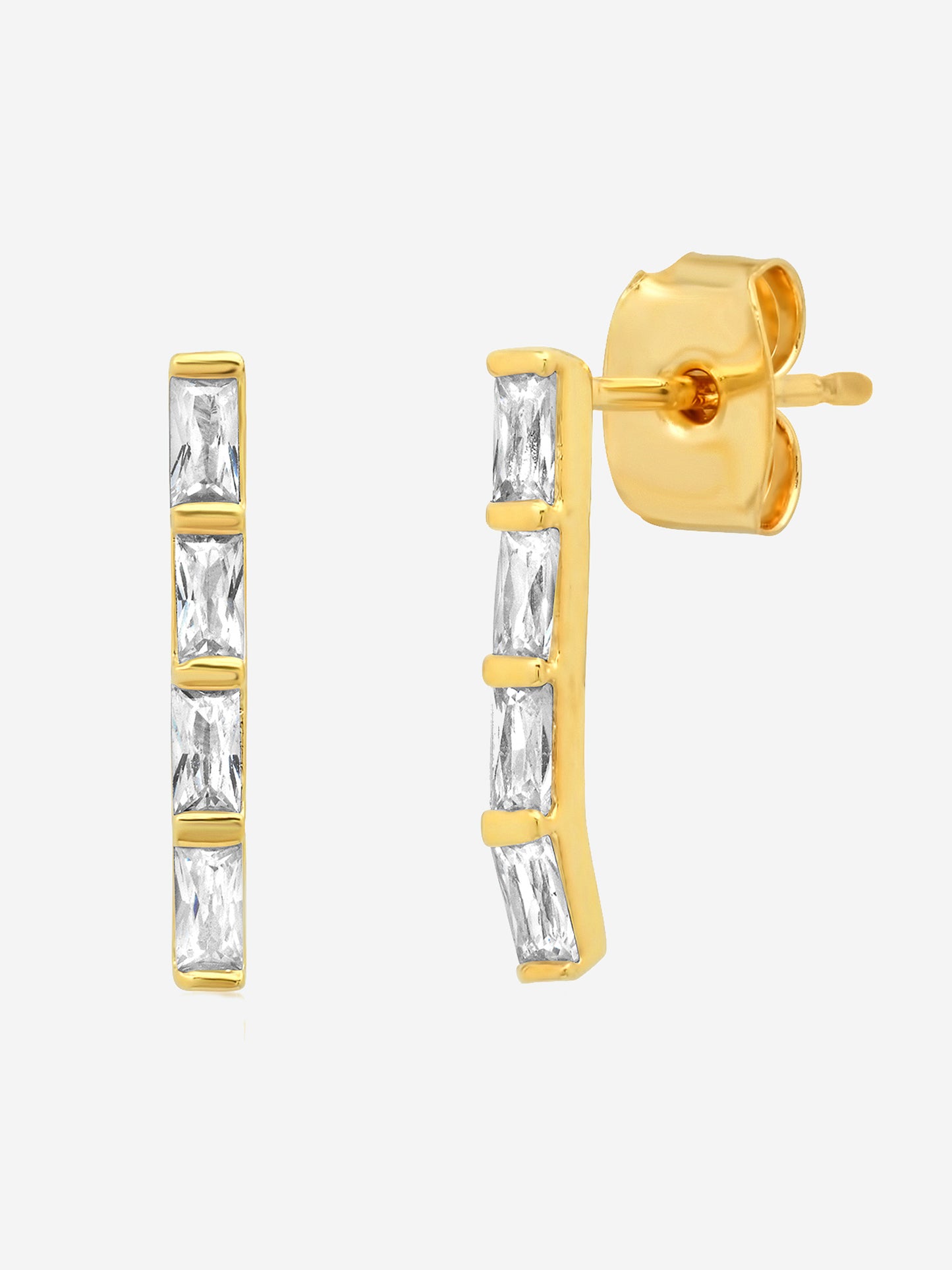 Tai Gold Baguette Dangle Stud Earrings - Saint Bernard