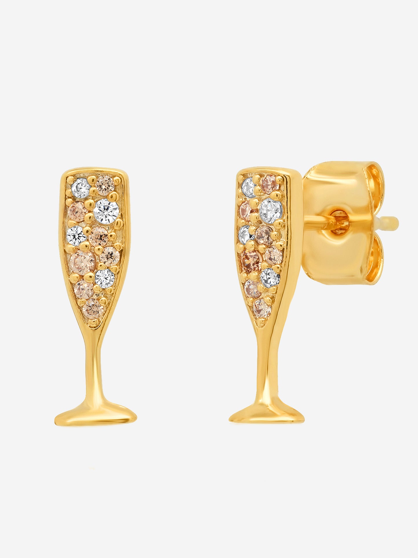 Tai Pave Champagne Glass Stud Earrings - Saint Bernard