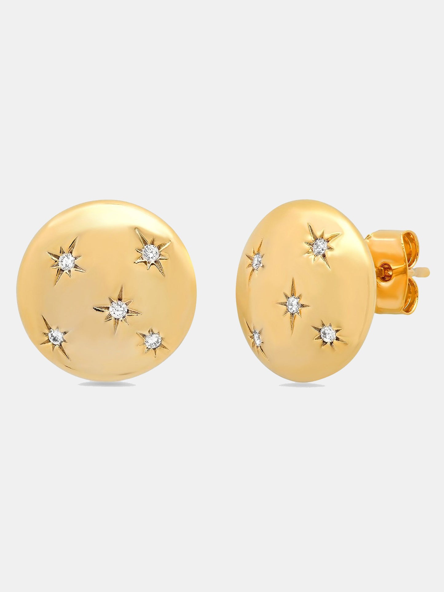 Tai Gold Button Studs with CZ Star Accents - Saint Bernard