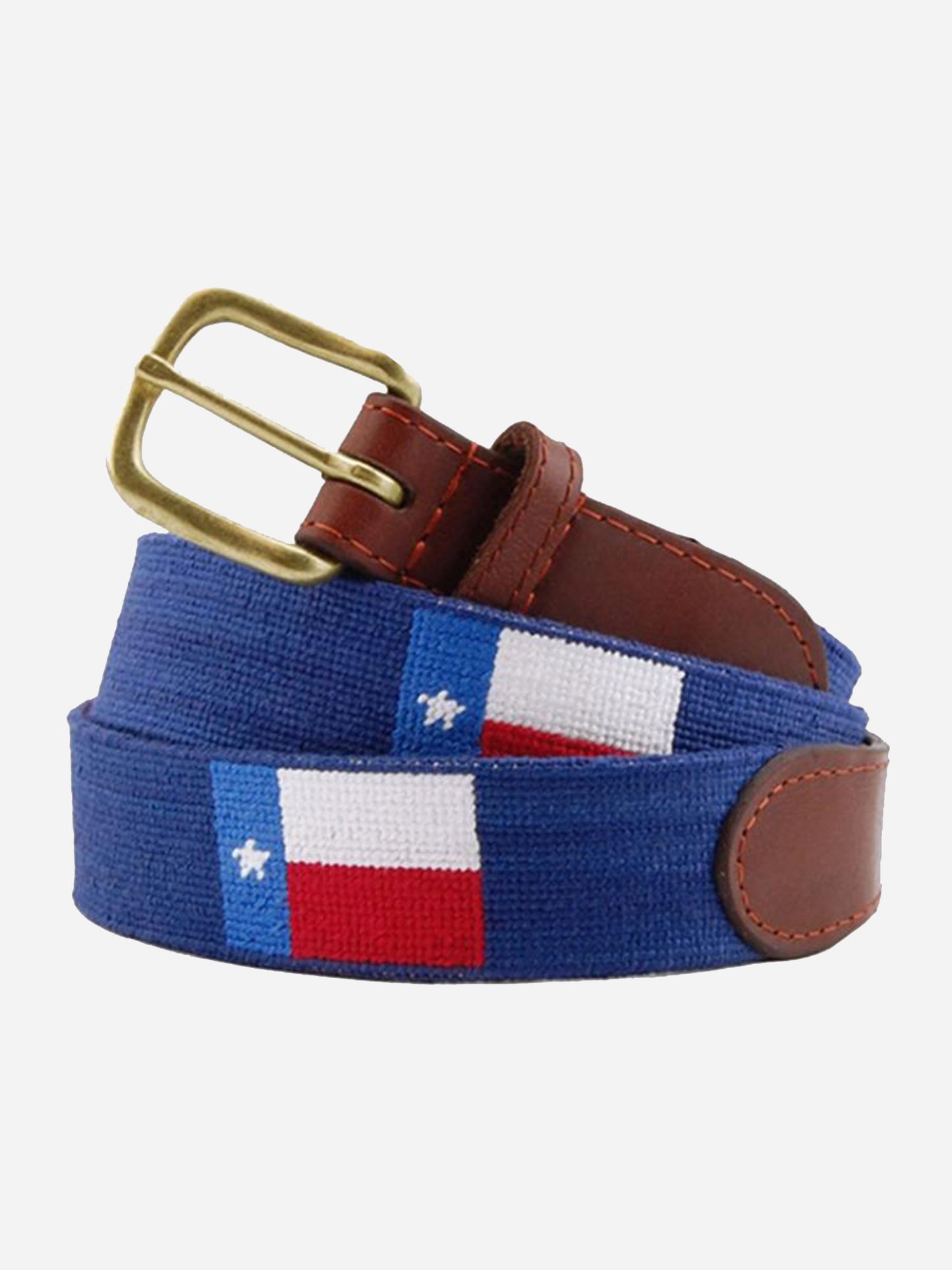Smathers & Branson Men's Texas Flag Needlepoint Belt - Saint Bernard