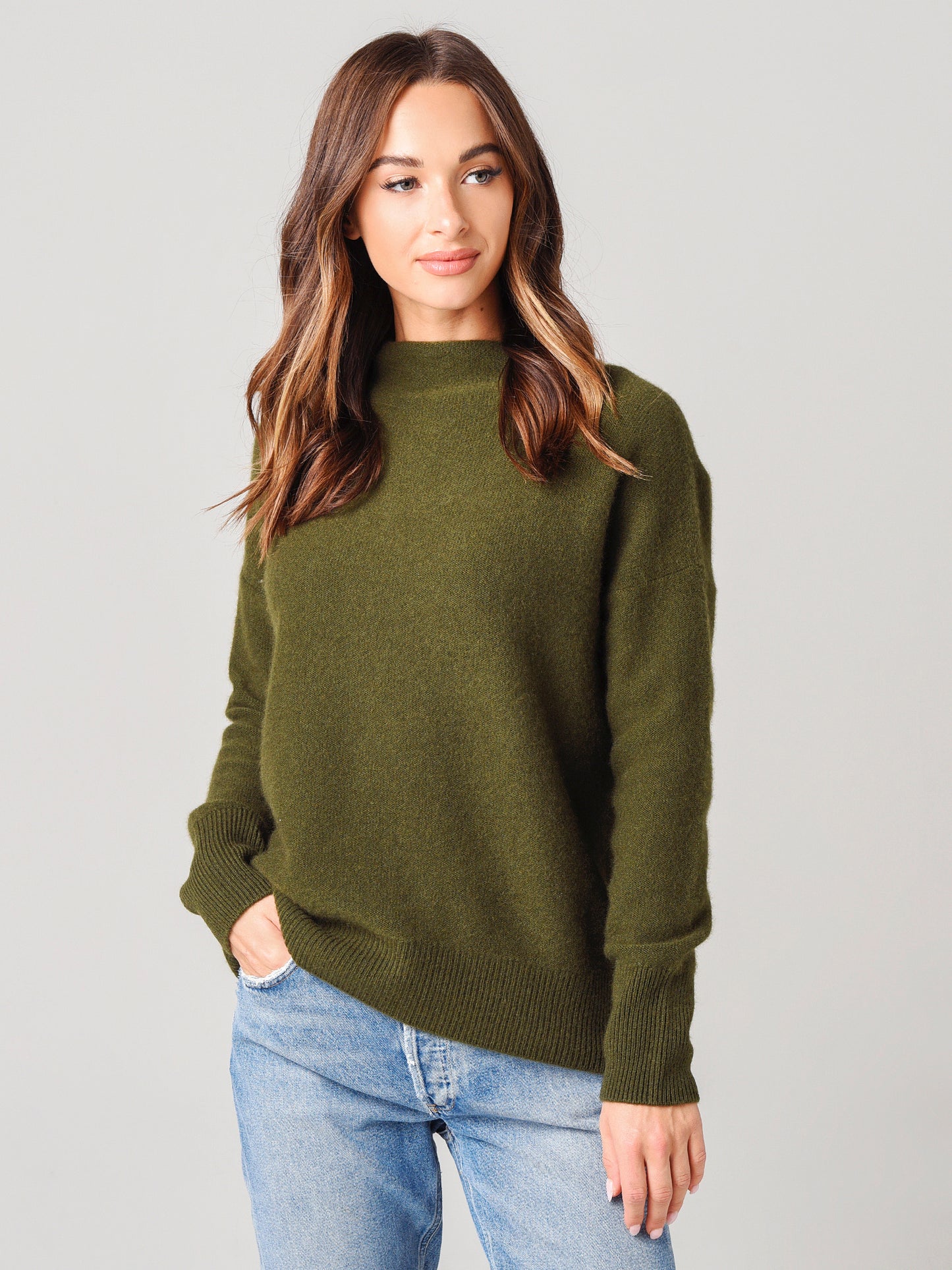 Vince Women's Boiled Cashmere Funnel Neck Pullover Sweater - Saint Bernard