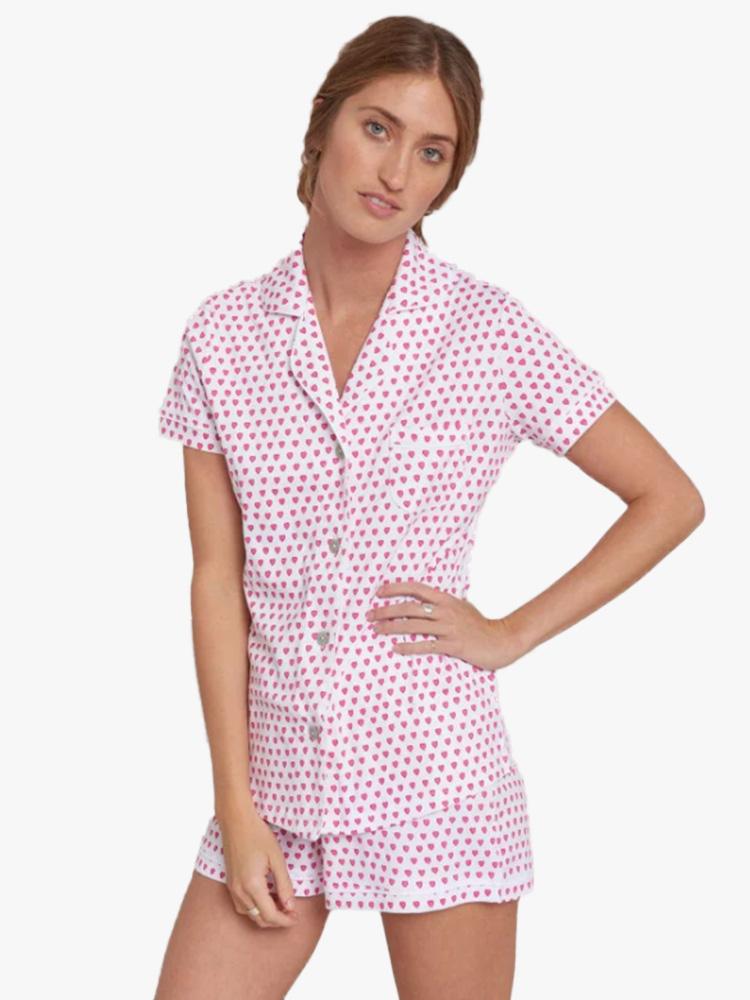 Roller Rabbit PJ Polo Set with Jesey Heart Shorts - Saint Bernard