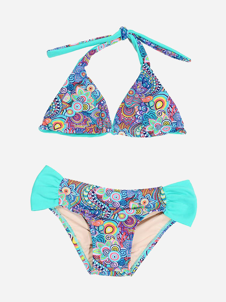 Squirtini Girls' Reversible Mackenzie Top And Bottom Bikini - Saint Bernard