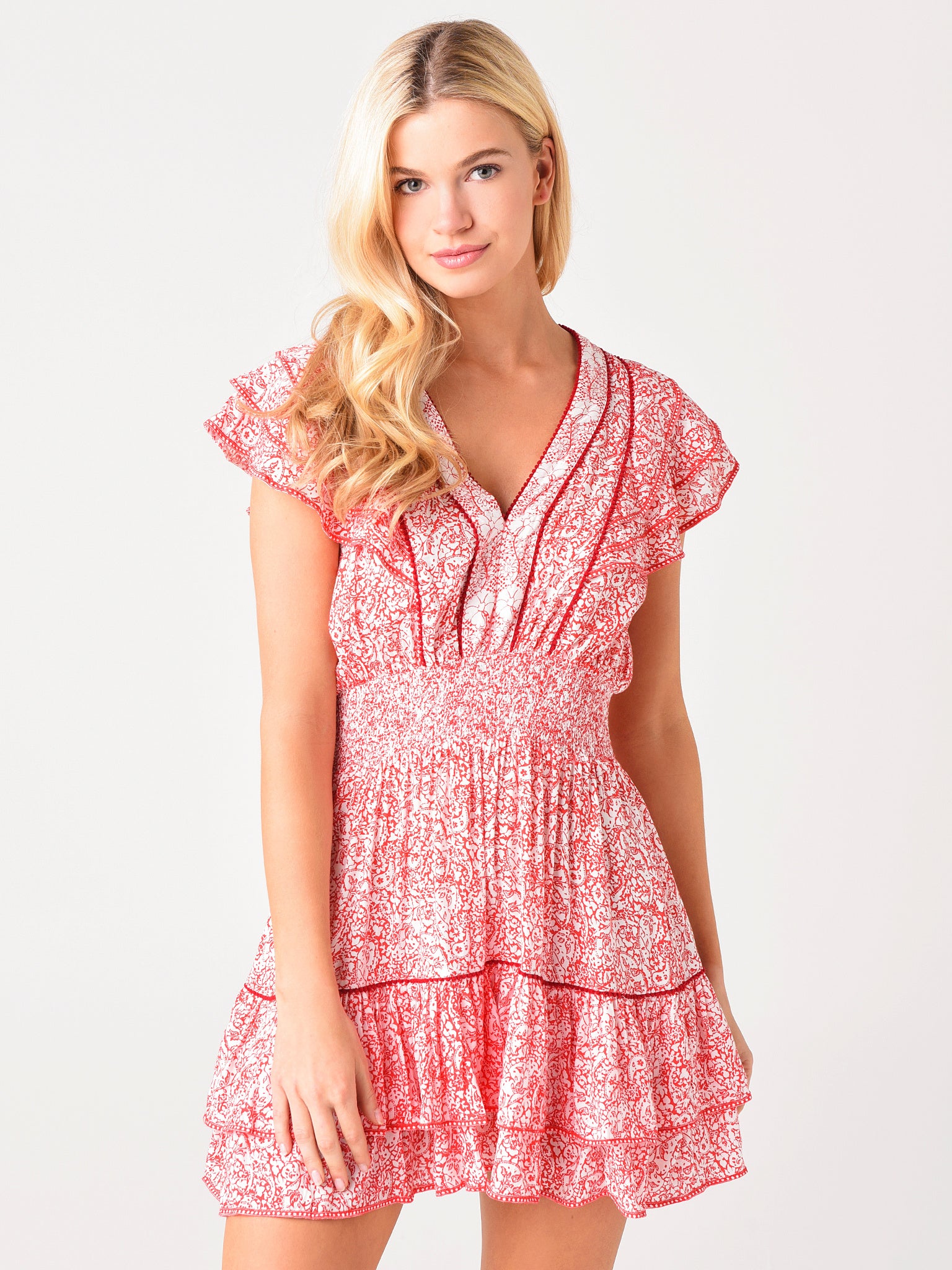 Poupette St Barth Women's Camila Ruffled Mini Dress Poupette St Barth Women's Camila Ruffled Mini Dress