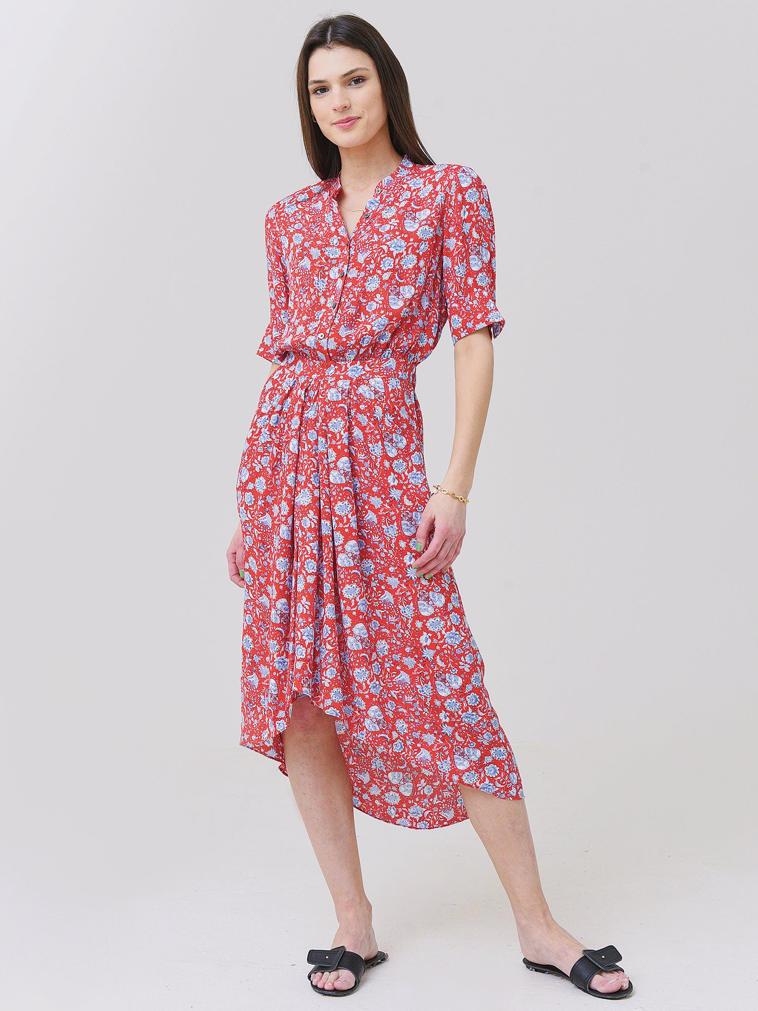 zadig and voltaire midi dress Zadig & Voltaire Relinda Satin Button Front Midi Dress