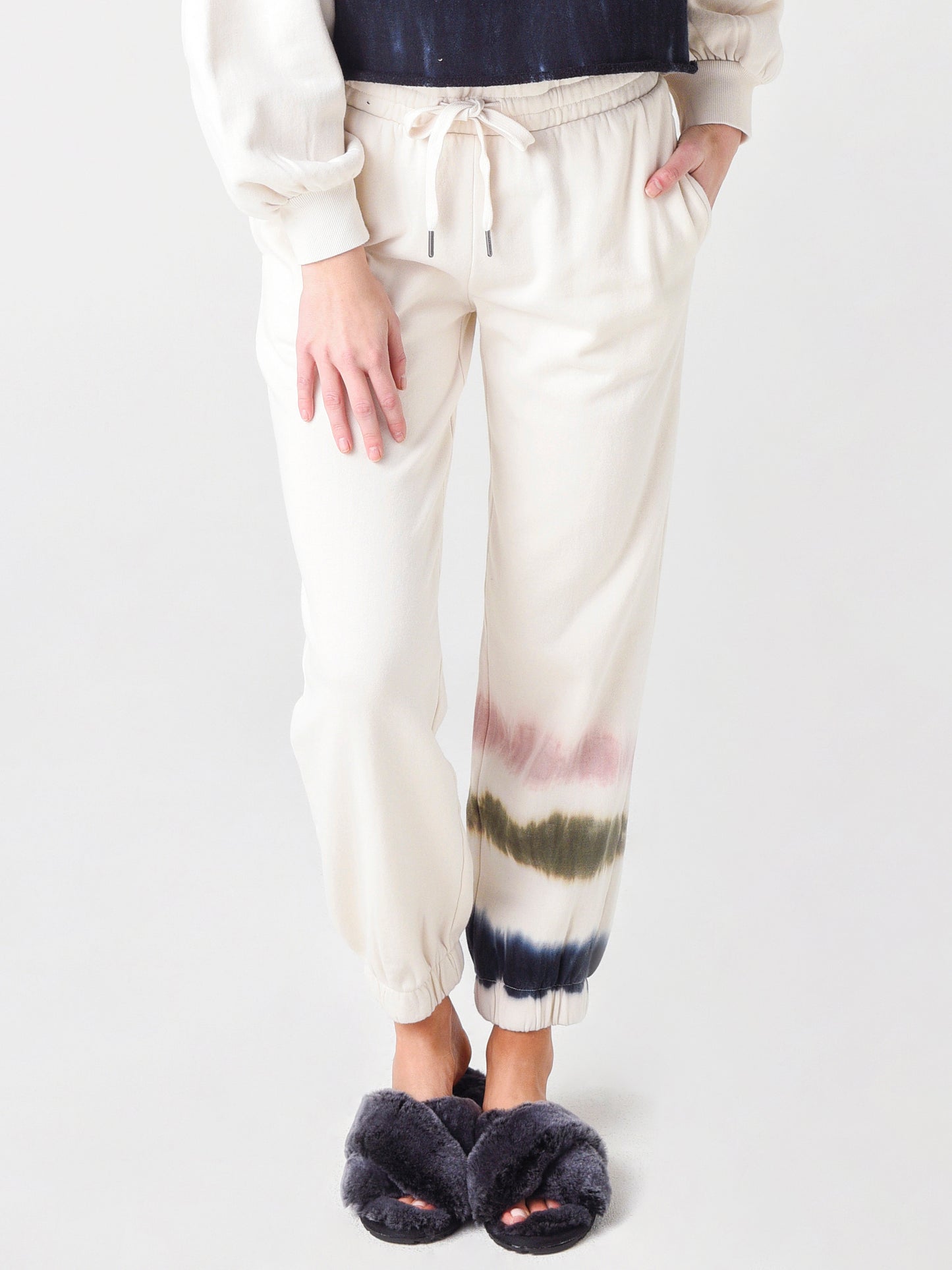 Z Supply Women's Selene Stripe Tie-Dye Fleece Jogger - Saint Bernard