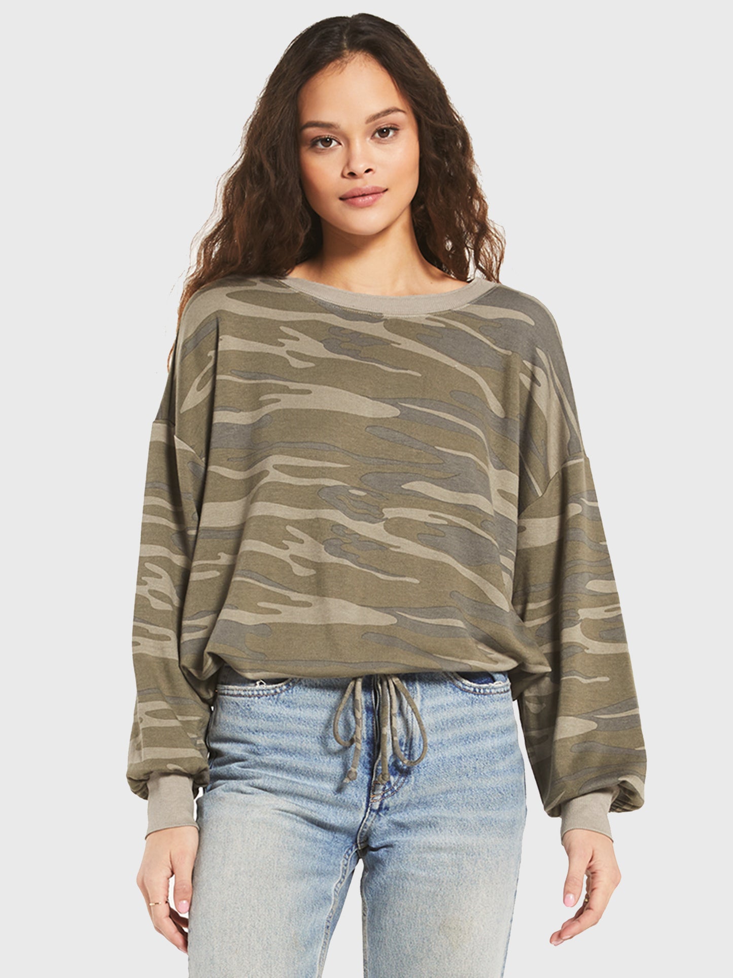 Z Supply Women's Sayed Camo Crew Sweatshirt - Saint Bernard