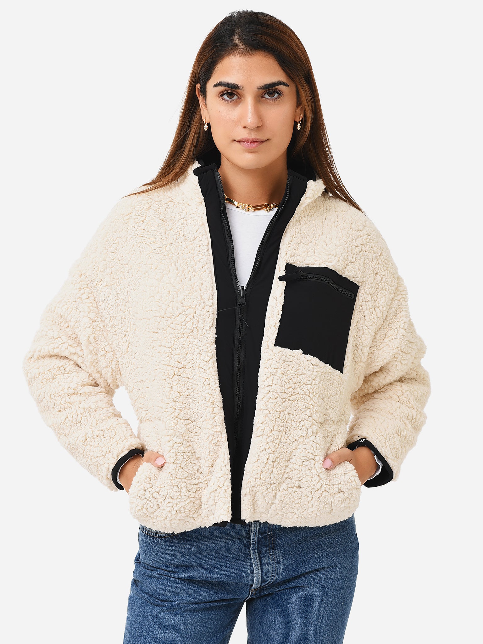 Z Supply Women's On-The-Go Reversible Quilted Sherpa Jacket