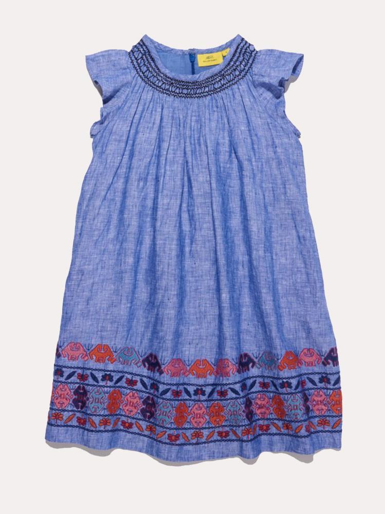 sachin and babi light blue dress Roberta Roller Rabbit Dress 100% Linen Embroidered Short Sleeve Orange Size  XS
