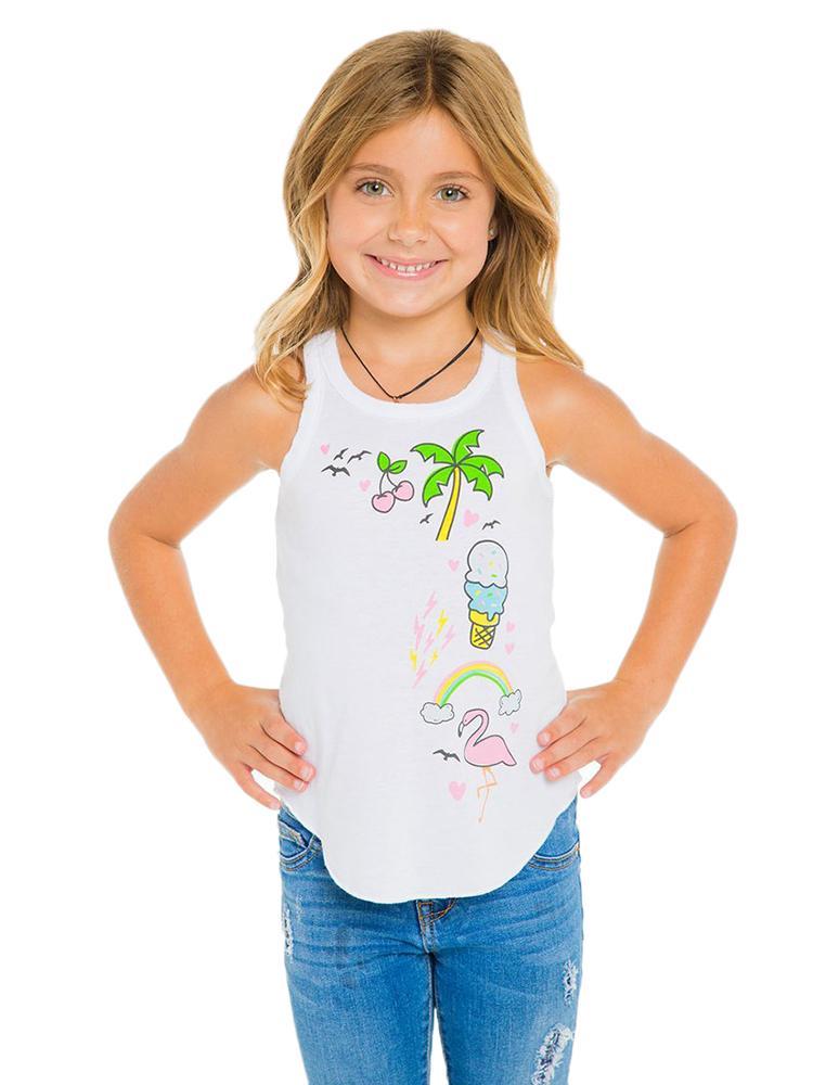 Chaser Little Girls' Vacation Icons Tank - Saint Bernard