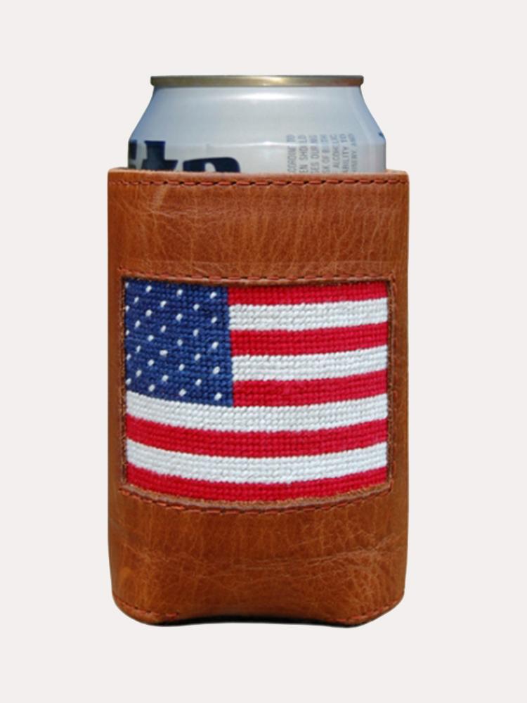 Smathers + Branson American Flag Needlepoint Can Cooler - Saint Bernard